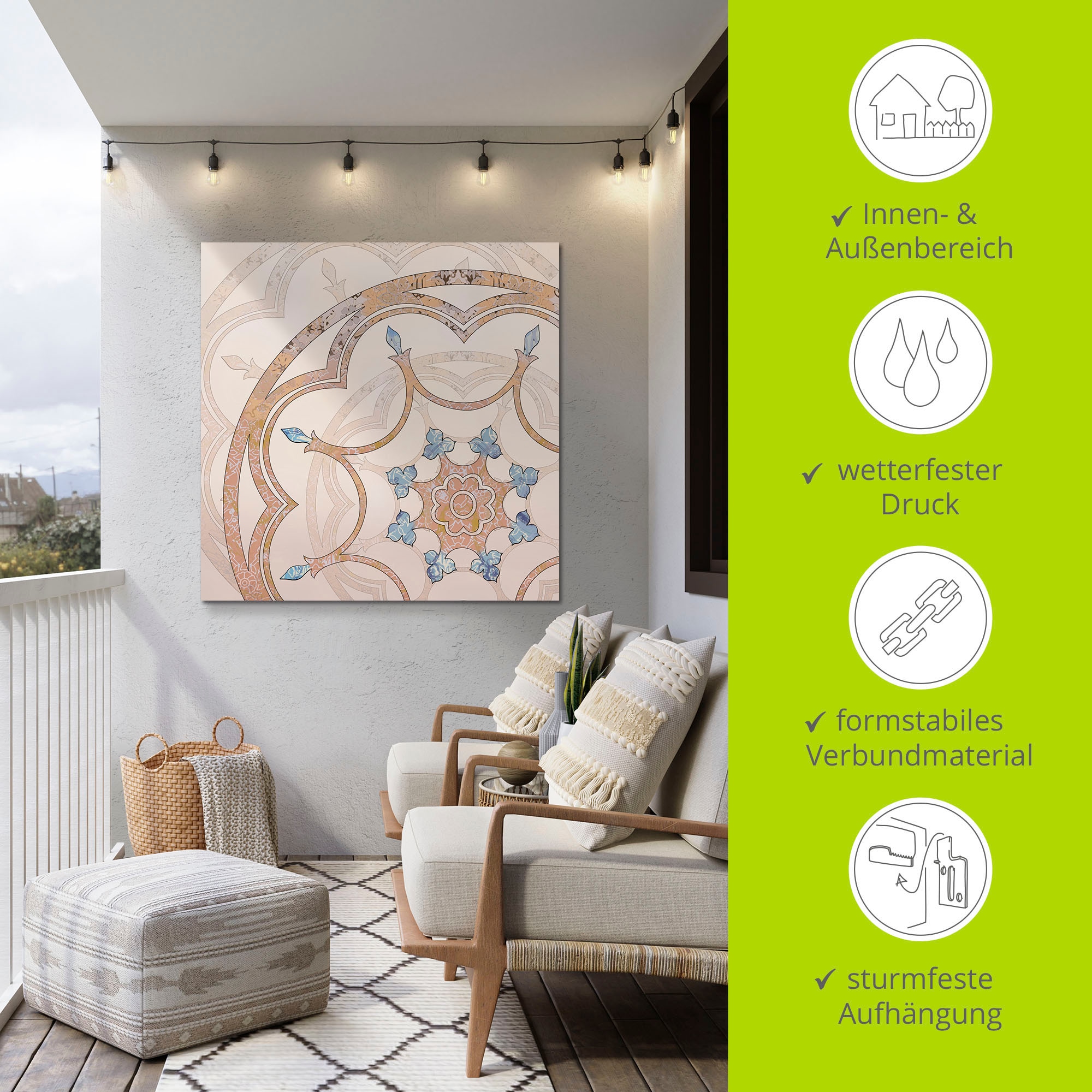 Artland Wandbild »Boho Mandala« Muster 1 Stk. tlg. für Innen- und Außenbereich geeignet, Outdoorbild