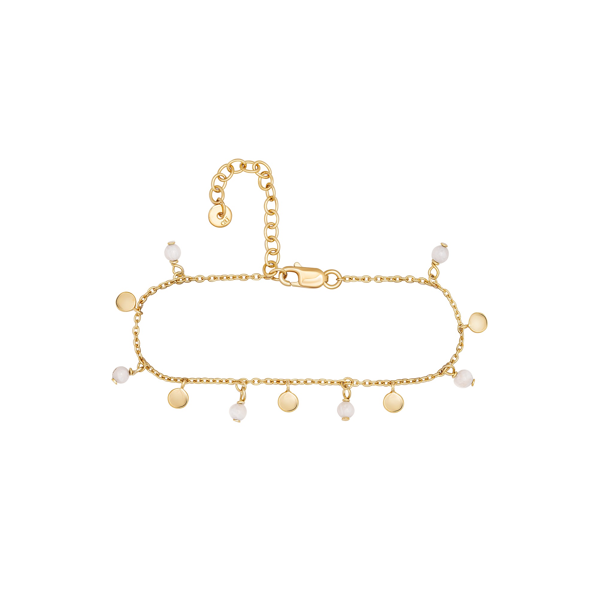 Armband „925 Silber vergoldet Chalcedon Plättchen“ gelb 15+4cm