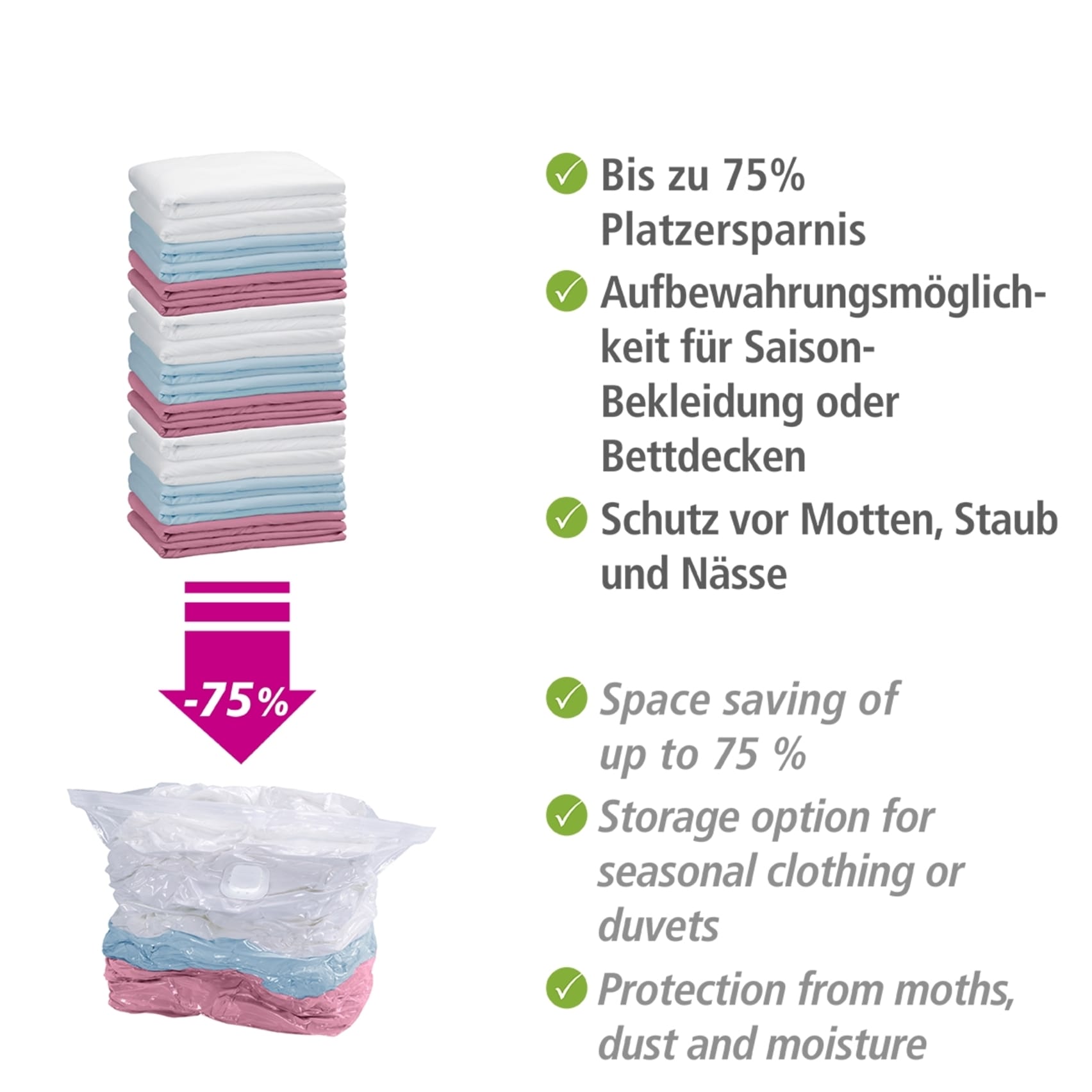 WENKO Vakuumierbeutel »Modell Cube« Vakuum Aufbewahrungsbeutel, 2 x Cube S und 2 x Cube L