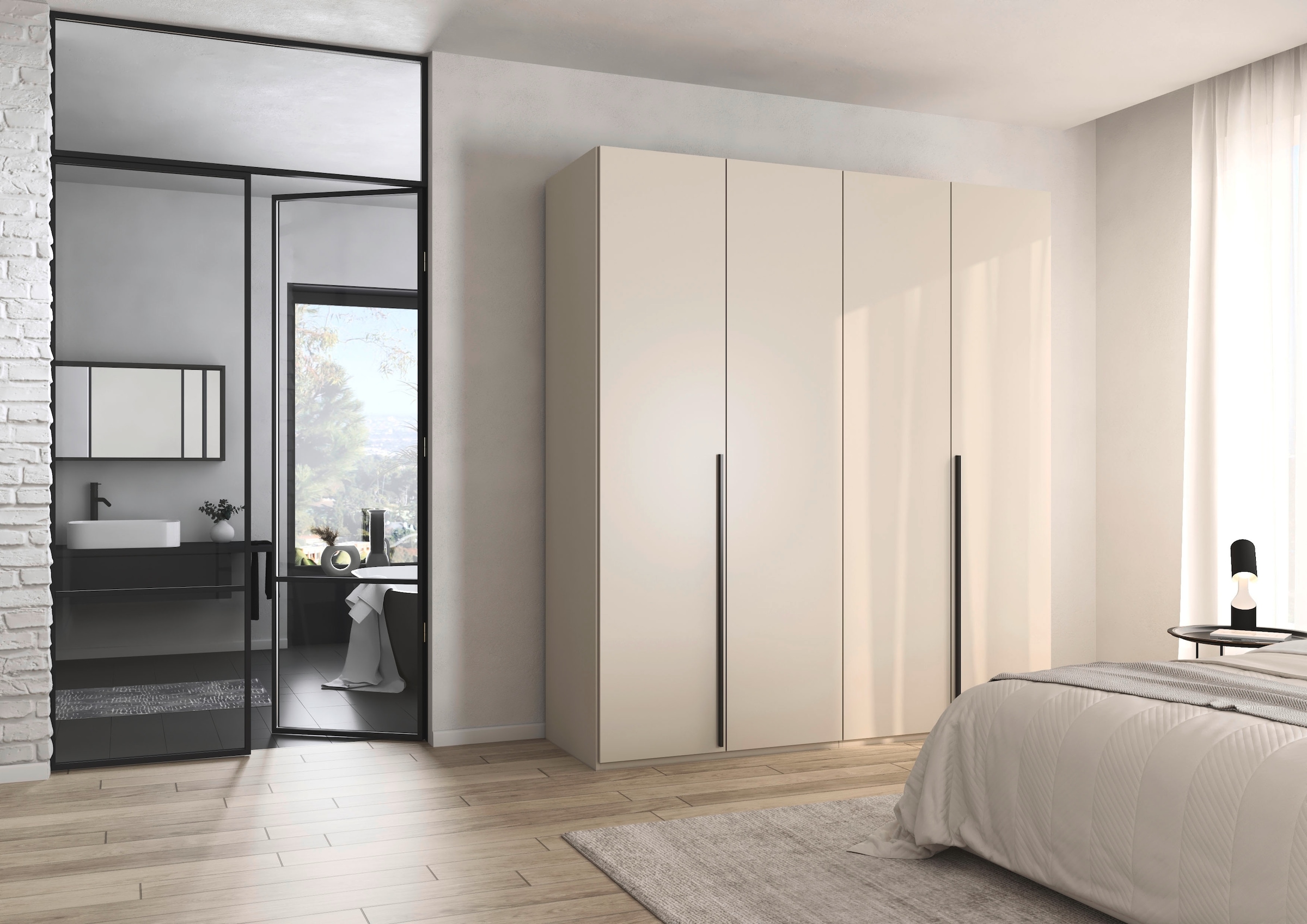 rauch Drehtürenschrank »Kleiderschrank Schrank Garderobe Wäscheschrank BESTSELLER MONTCLAR« 3 Ausstattungen BASIC/CLASSIC/PREMIUM, Breiten 201/251/301/350/400 cm,  Front in Glas/Hochglanz/Dekor/Grauspiegel in 5 Breiten MADE IN GERMANY