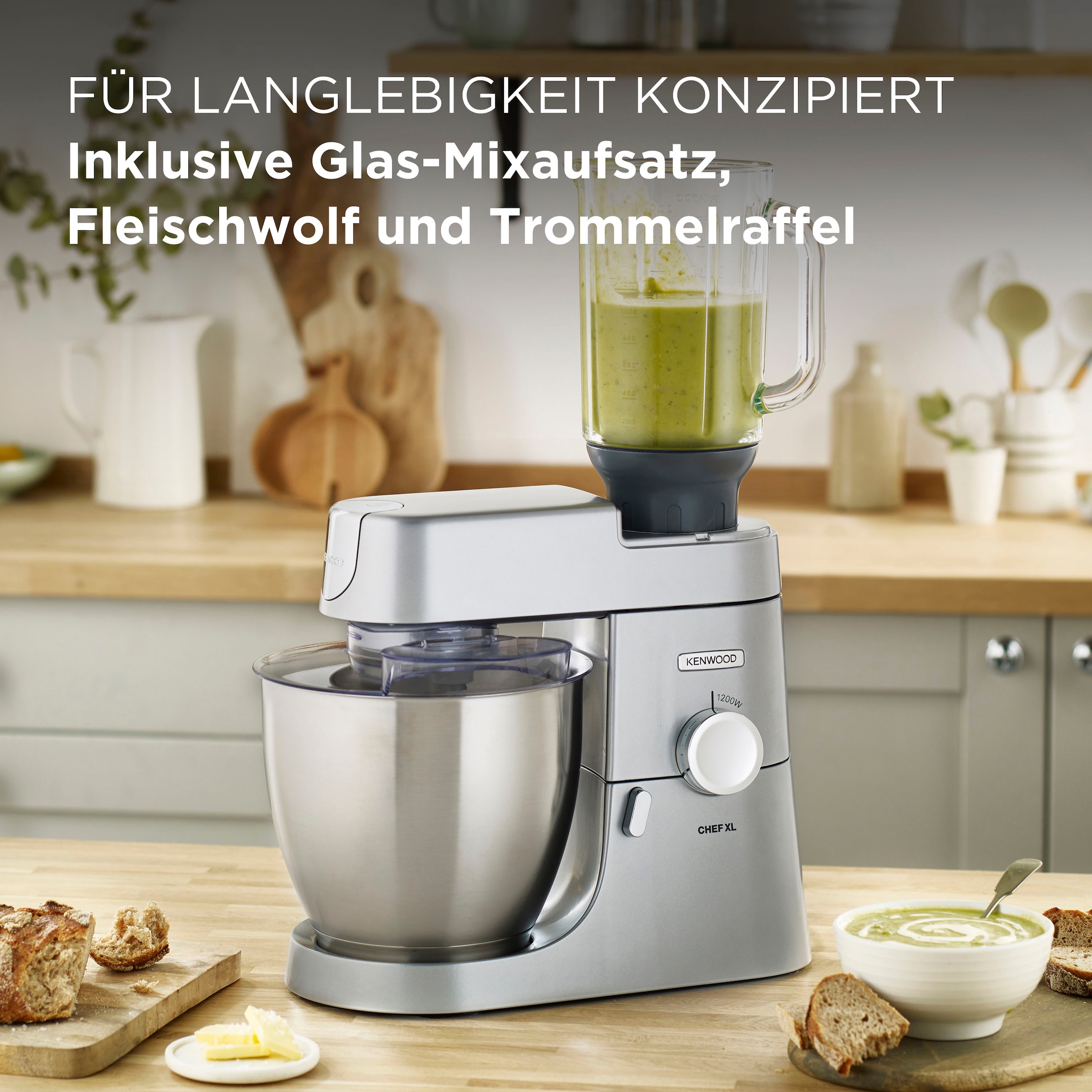 KENWOOD Küchenmaschine »Chef XL KVL4220S«, und inkl. 6,7 Fleischwolf bestellen Trommelraffel Schüssel, Mixaufsatz, l online