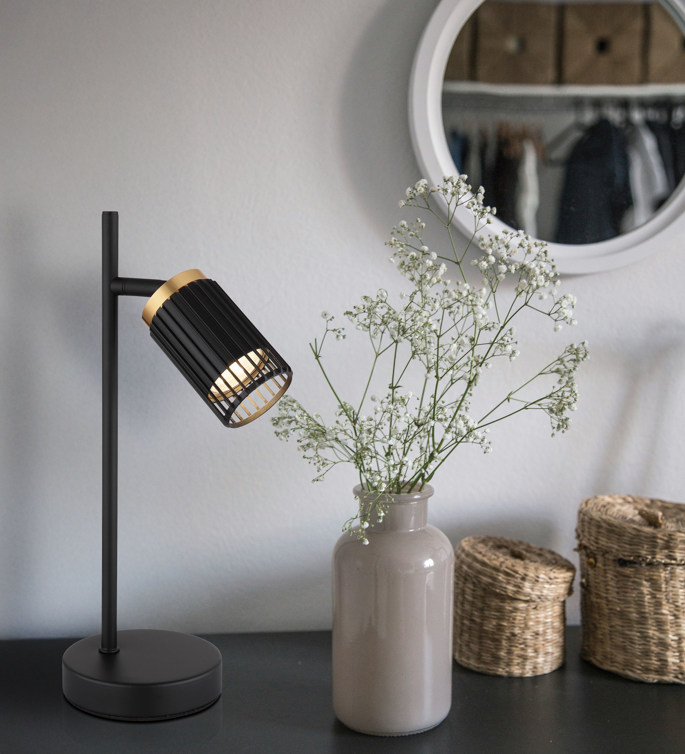 GLOBO LIGHTING Tischleuchte »KORBEN« GU10 1 Stk. Tischlampe Nachttischlampe Deko-Tischleuchte Schlafzimmer