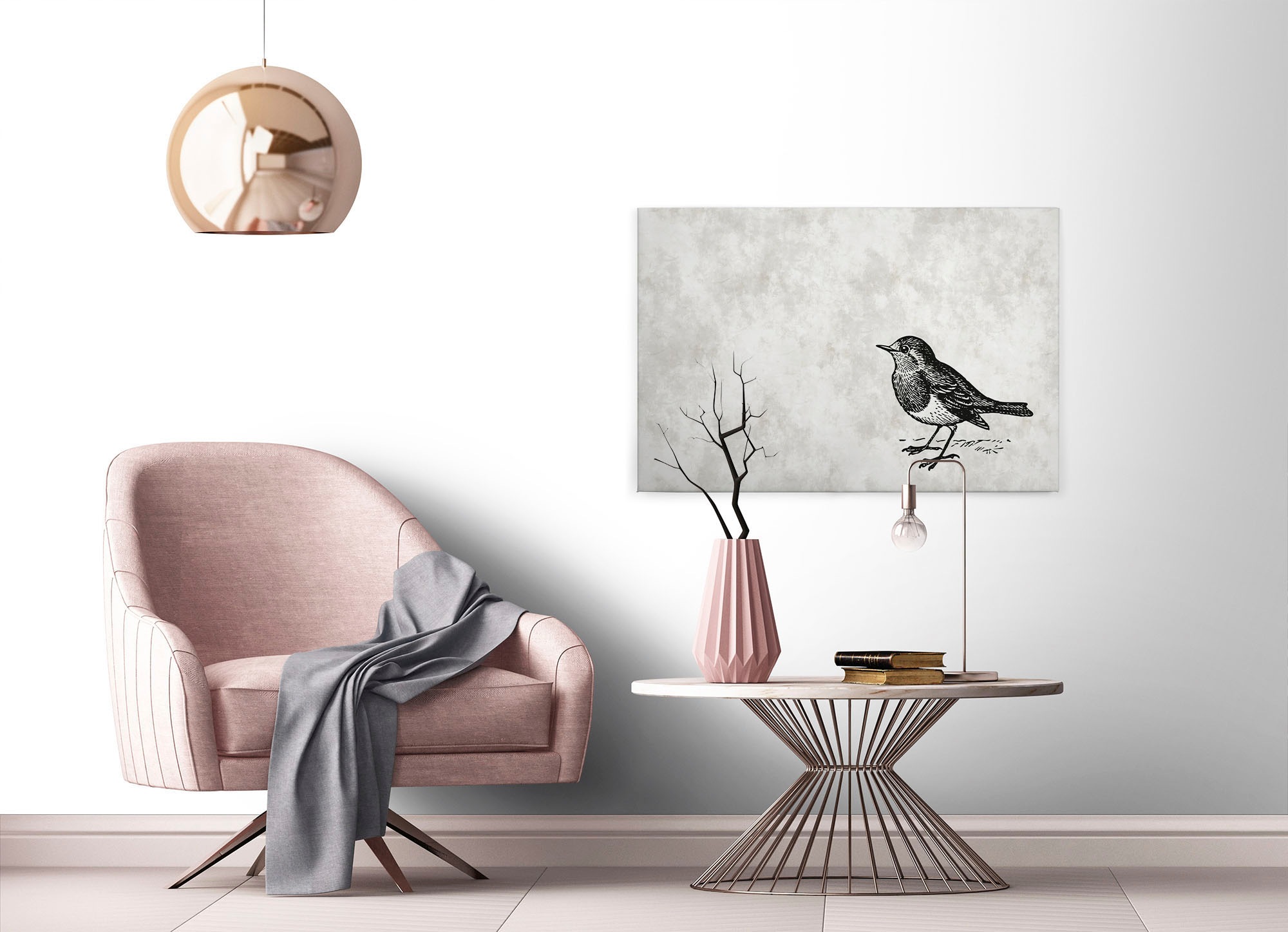 A.S. Création Leinwandbild »sketchpad 5«, Kunst-Vögel-Kinder, (1 St.), Schwarz-Weiß Zeichnung Vogel Keilrahmen Leinwand-Bild Wohnzimmer Wand