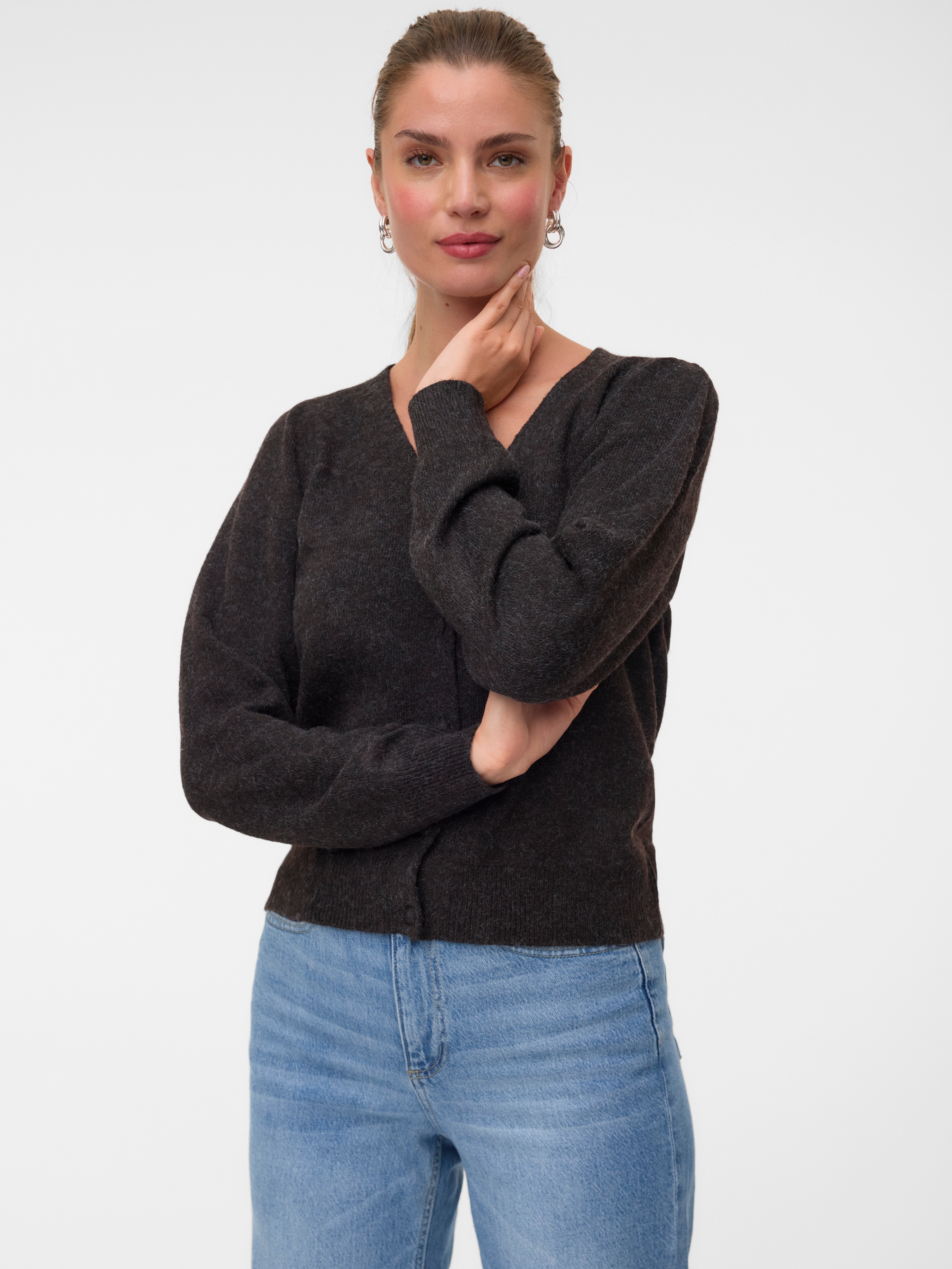 Vero Moda Strickjacke »VMDOFFY LS V-NECK CARDIGAN NOOS« Materialmix