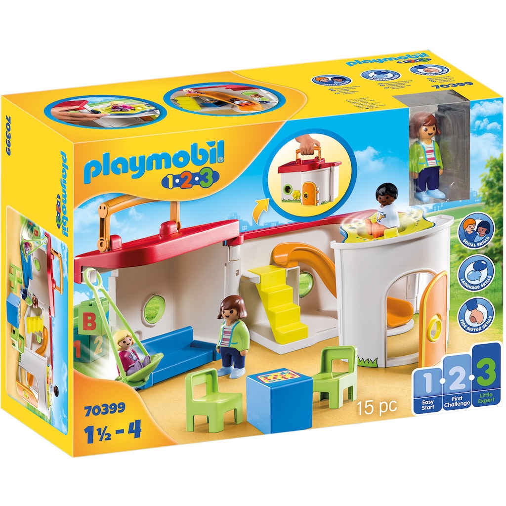 Playmobil® Konstruktions-Spielset »Mein Mitnehm-Kindergarten (70399), Playmobil 1-2-3«, (15 St.), Made in Europe