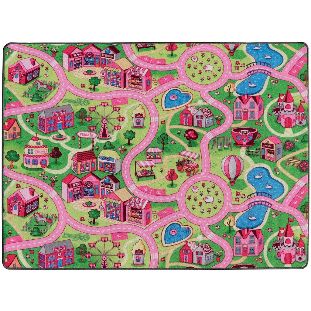 Primaflor-Ideen in Textil Kinderteppich »SWEET CITY«, rechteckig, 5 mm Höhe, Straßen-Spiel-Teppich, Straßenbreite ca. 9 cm, Kinderzimmer