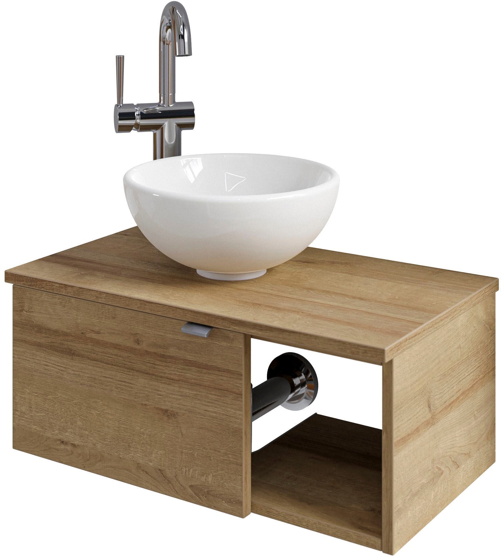 Saphir Waschtisch »Serie 6915 Waschschale mit Unterschrank für Gästebad, Gäste WC«, 61 cm breit, 1 Tür, offenes Fach, kleine Bäder, ohne Armatur