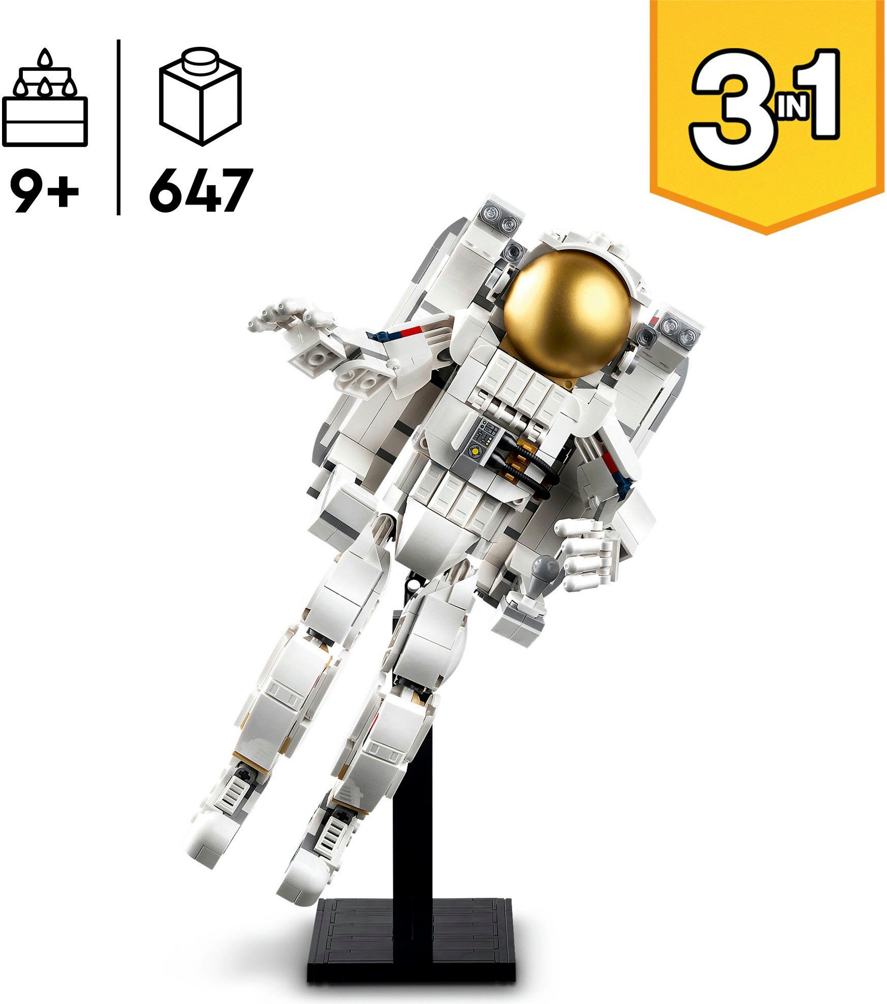 LEGO® Konstruktionsspielsteine »Astronaut im Weltraum (31152), LEGO Creator 3in1«, (647 St.), Made in Europe