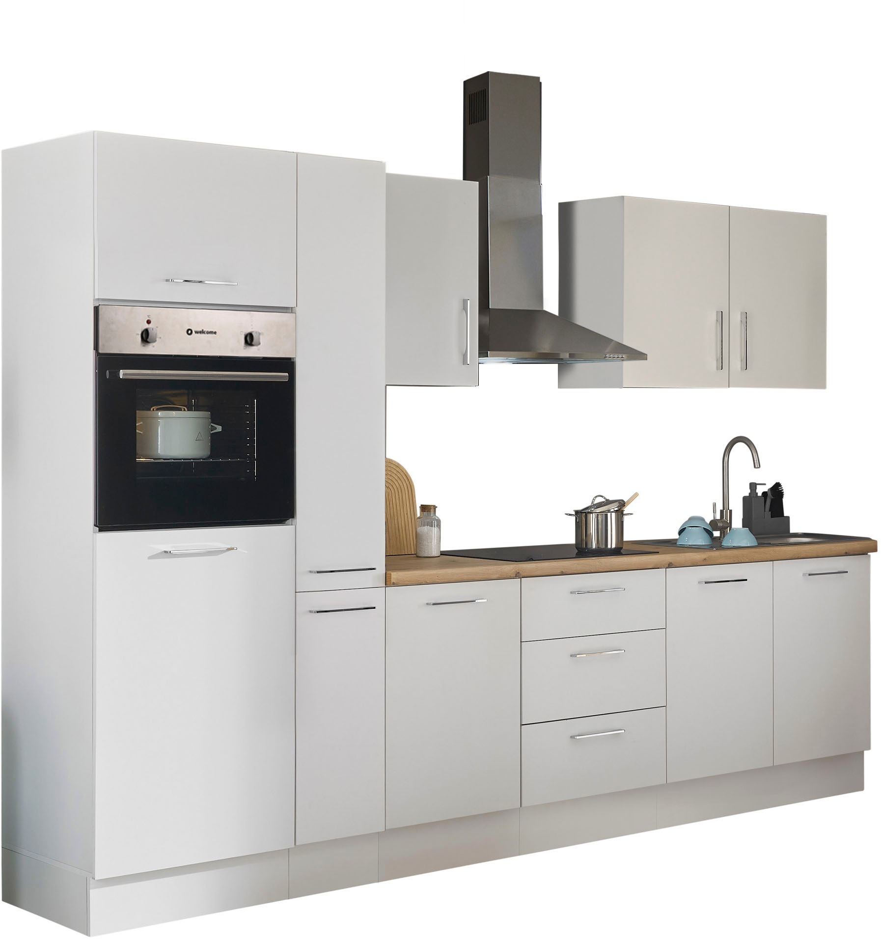 BASIC by Balculina Küchenzeile »Turin«, Breite 300 cm, wahlweise mit E-Geräten