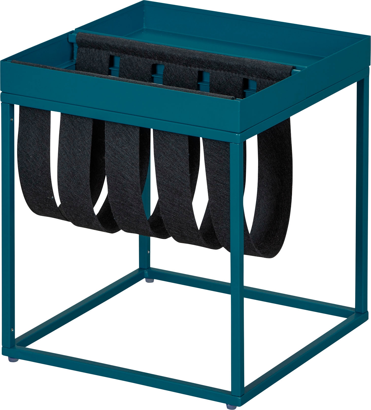 Inter Link Beistelltisch »Club NY, Magazinenständer, Metall & Filz, modernes Design, Ablagetisch« Wohnzimmertisch mit praktischem Ablagefach, BxTxH: 35 x 35 x 40 cm