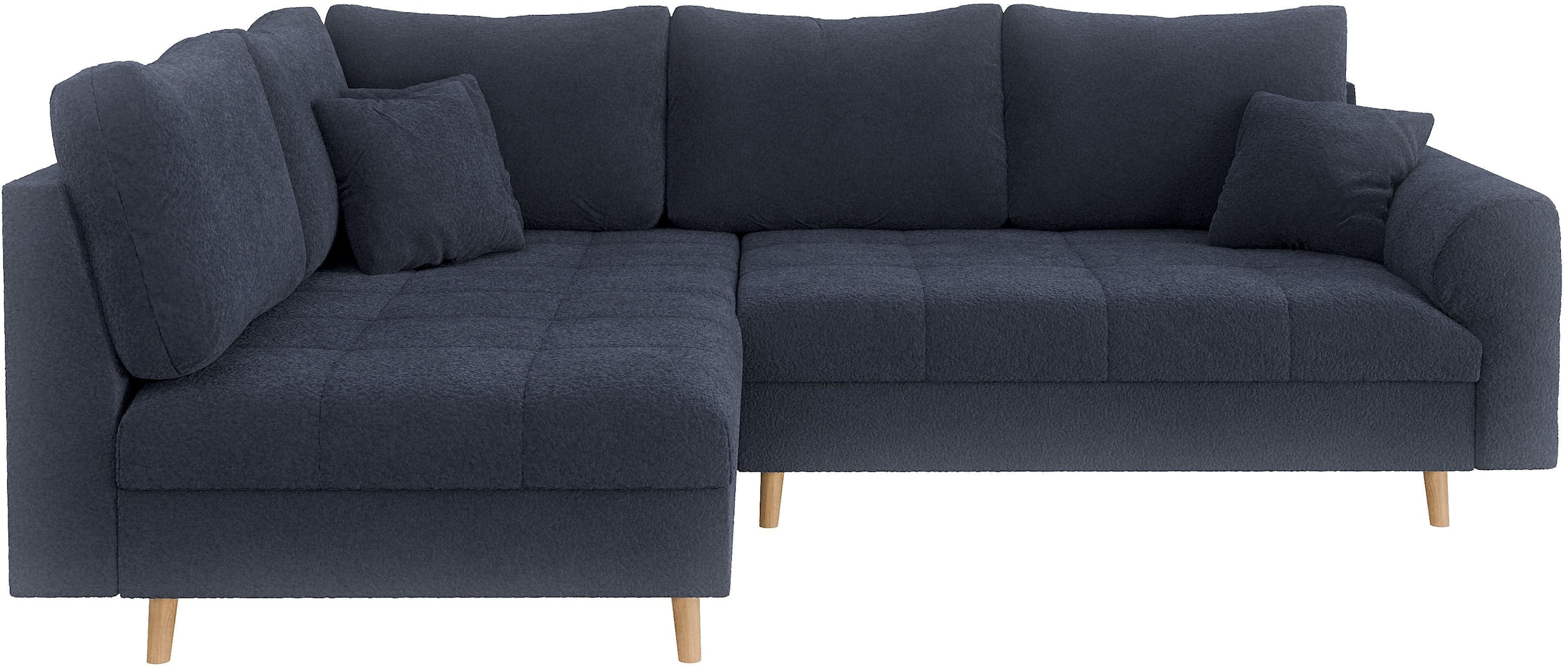 Home affaire Ecksofa »CHARRE L-Form mit Ottomane, Maße B/T/H: 231/161/81 cm«, feine Steppung, lose Rücken- und Zierkissen, auch in Cord und Bouclé