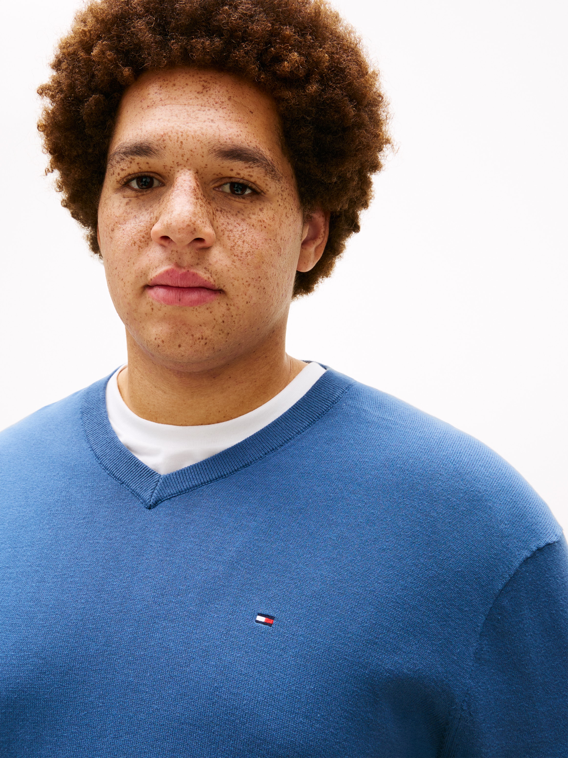 Tommy Hilfiger Big & Tall V-Ausschnitt-Pullover »BT-ESSENTIAL COTTON« Rippbündchen am Ärmel, Saum und Ausschnitt,  Große Größen, normale Passform