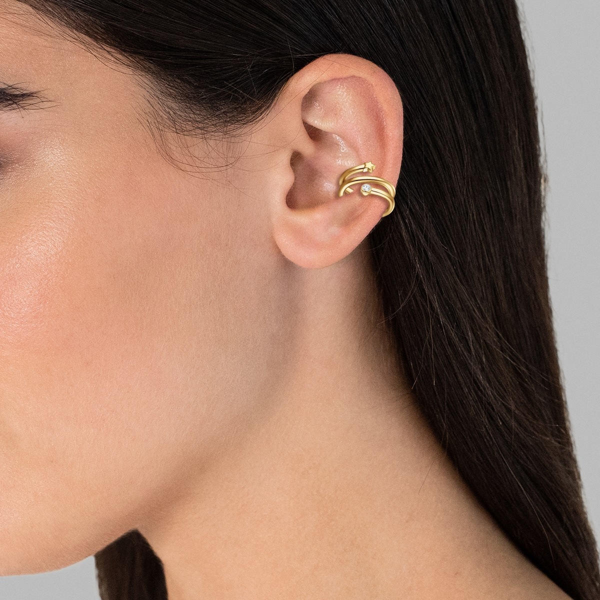 Glanzstücke München Ohrklemme »GSM1278«, (1 tlg.), Ohrklemme Sterling Silber gelbgold Zirkonia weiß