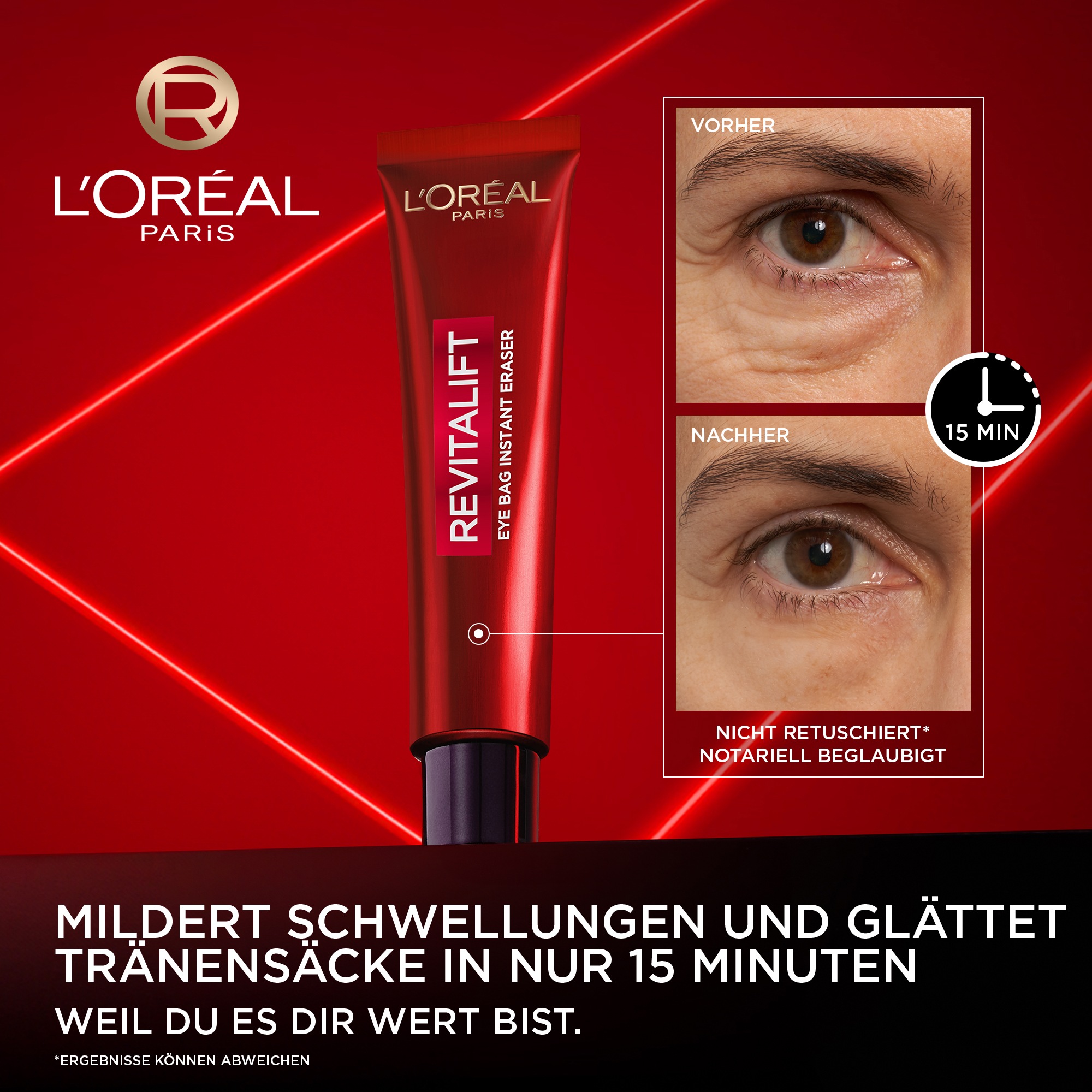 L'ORÉAL PARIS Anti-Aging-Augencreme »Revitalift Laser Anti-Tränensack Sofort Lifting«