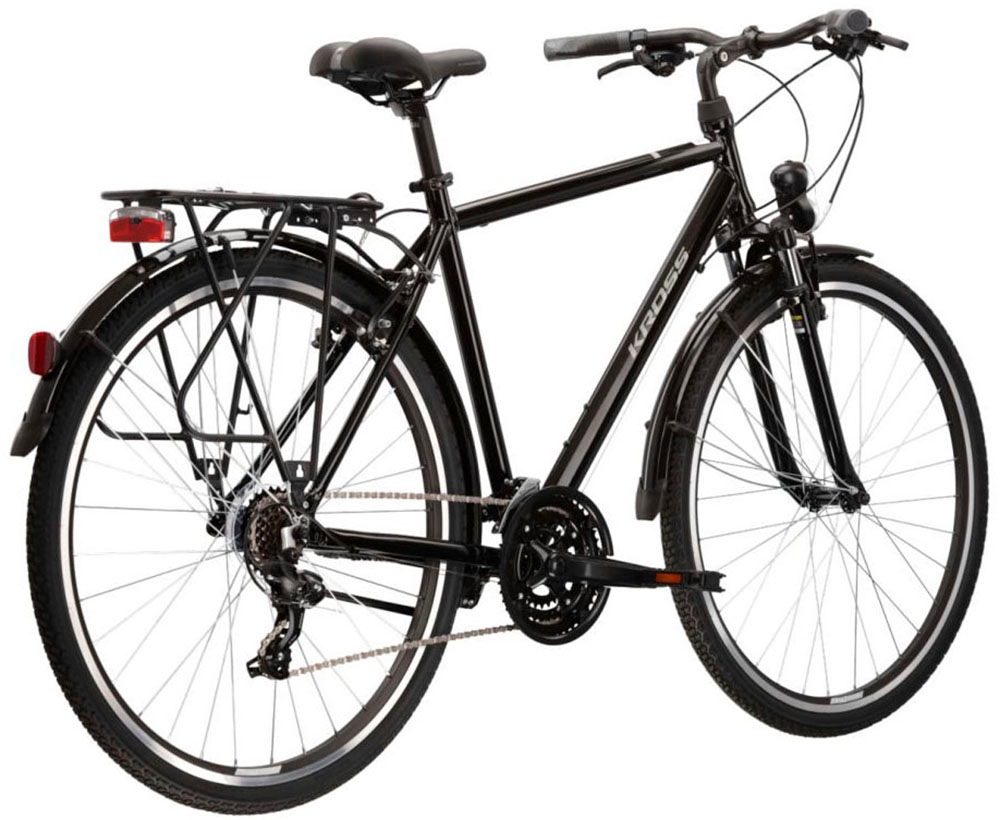 Kross Trekkingrad »KROSS Trekkingrad Trans 1.0 28" schwarz«, 21 Gang, Shimano, TOURNEY TY300 Schaltwerk, Kettenschaltung