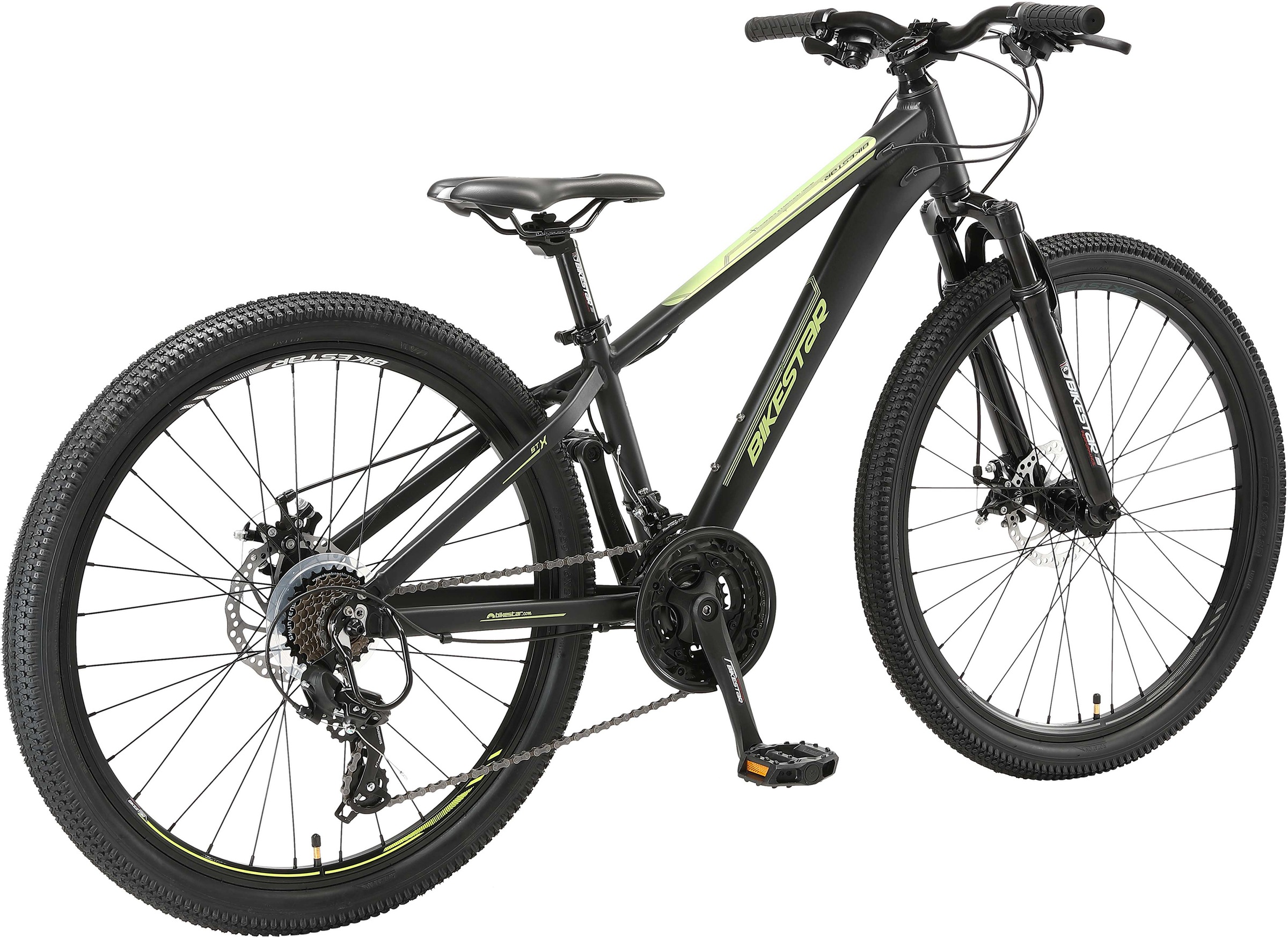 Bikestar Mountainbike, 21 Gang, Shimano, RD-TY300 Schaltwerk, Kettenschaltung, für Damen und Herren, Kettenschaltung