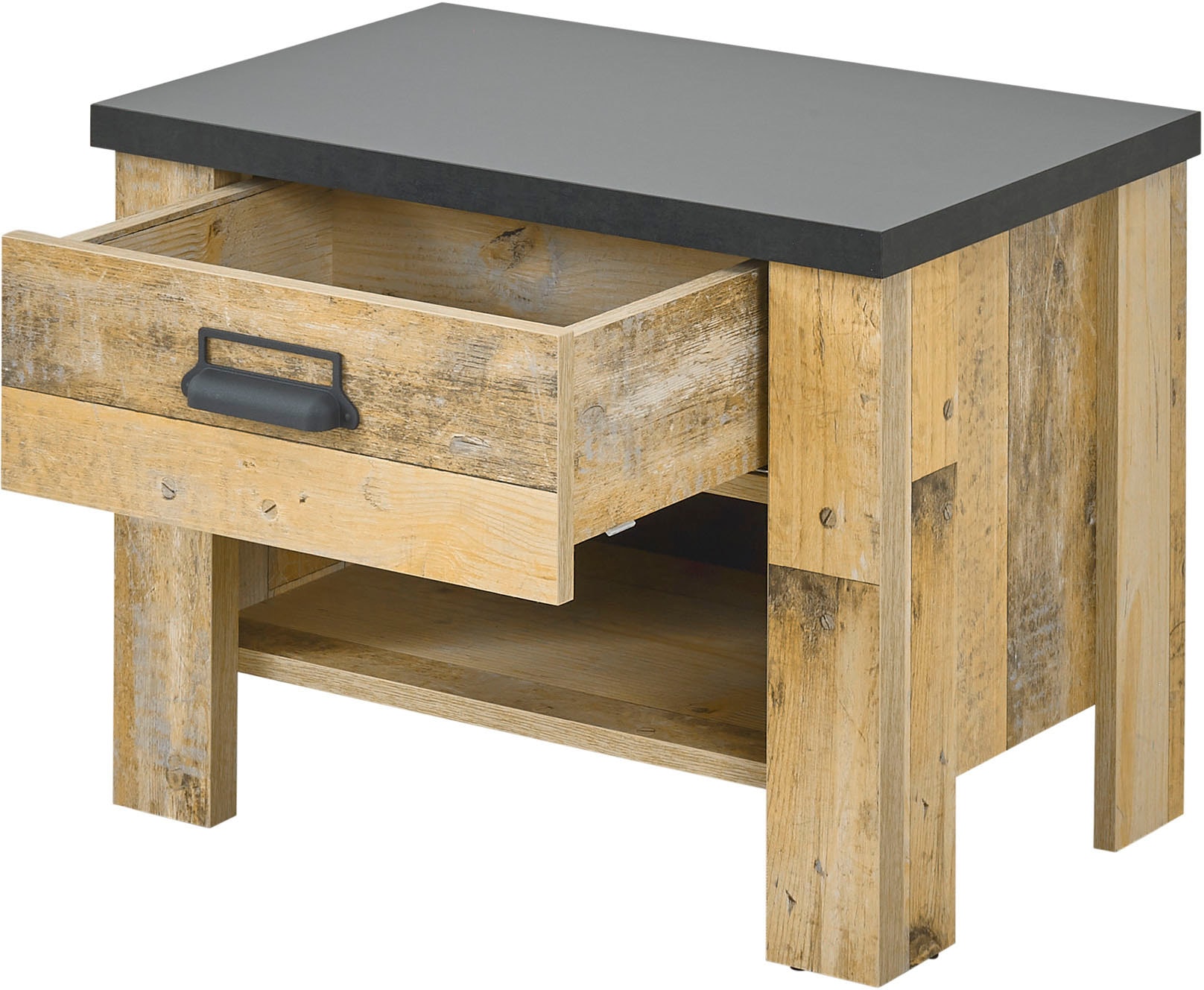 Home affaire Nachtkommode »SHERWOOD«, mit Apothekergriff aus Metall, Schubkasten "Soft close", Breite 60 cm