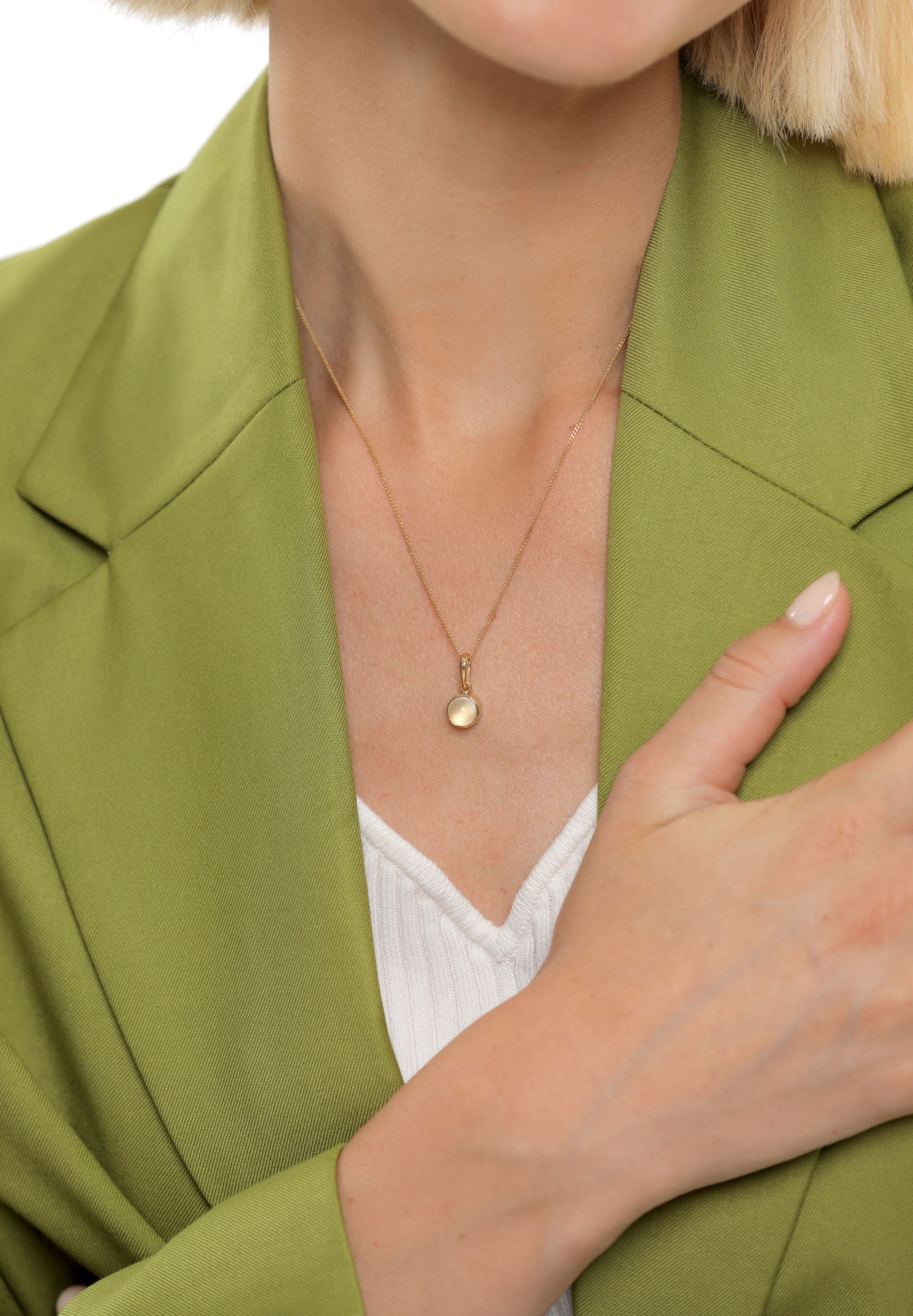 Elli Collierkettchen »Klassik Mondstein Edelstein Rund Natur 925 Silber«