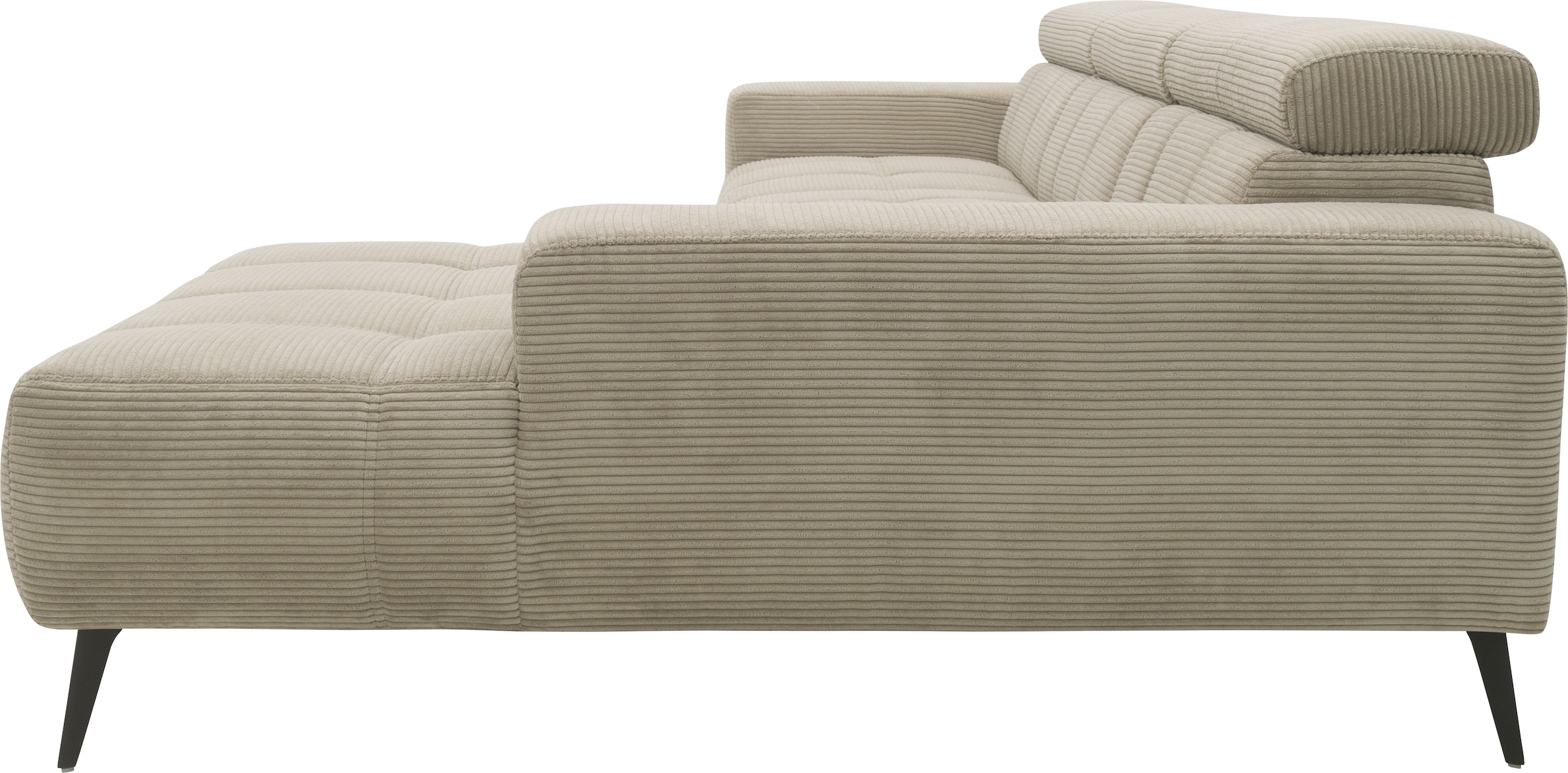 DOMO collection Ecksofa »Trento L-Form, mit Kufenfuß oder Einzelfuß«, wahlweise mit Kopfteilverstellung, Recamiere links/rechts bestellbar