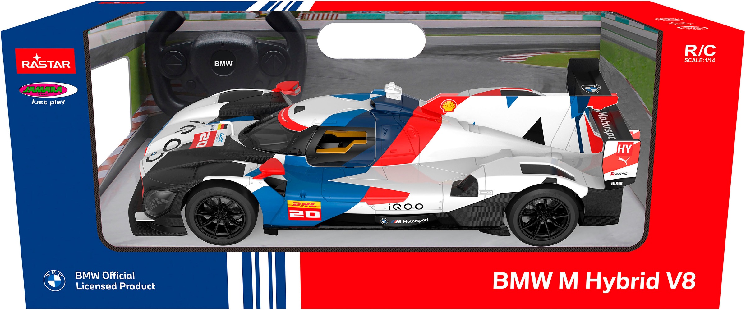 Jamara RC-Auto »BMW M Hybrid V8 LMDH 1:14 weiß 2,4GHz«, mit LED Licht