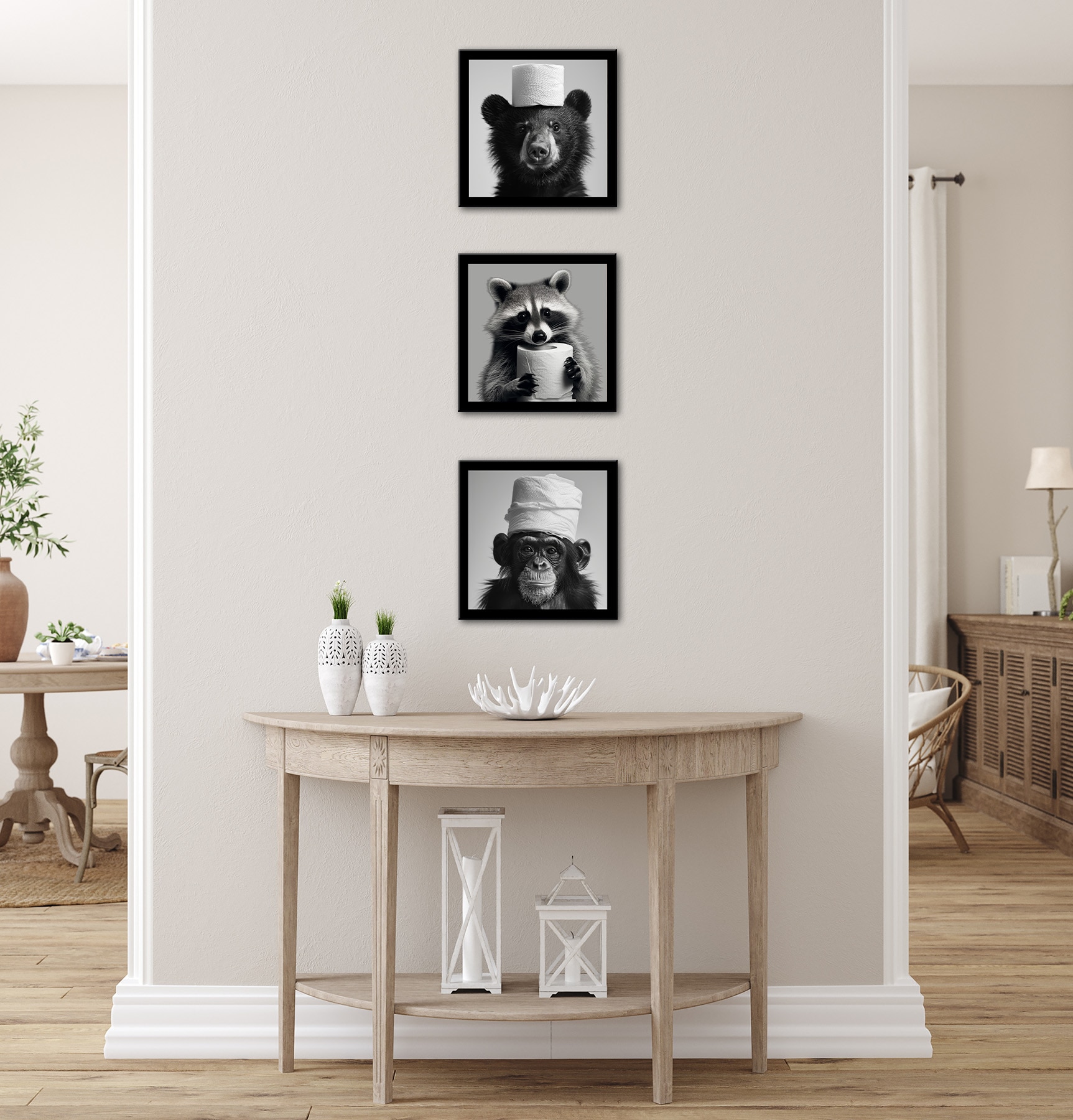 Bönninghoff Bild mit Rahmen »3er-Set WC Tiere 3x23x23 cm – Tiermotiv modern«
