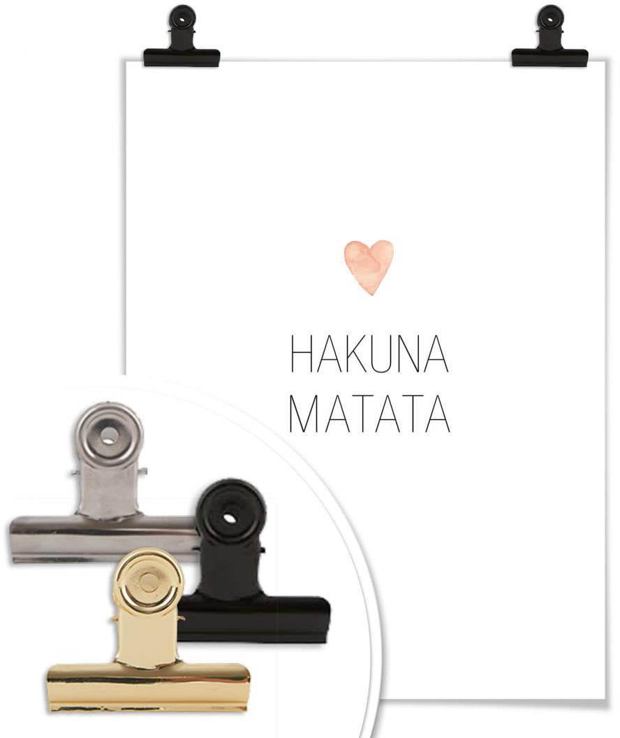 Wall-Art Poster »Herz Schriftzug Hakuna Poster bestellen St.), Schriftzug, Bilderrahmen (1 Raten Matata«, ohne auf