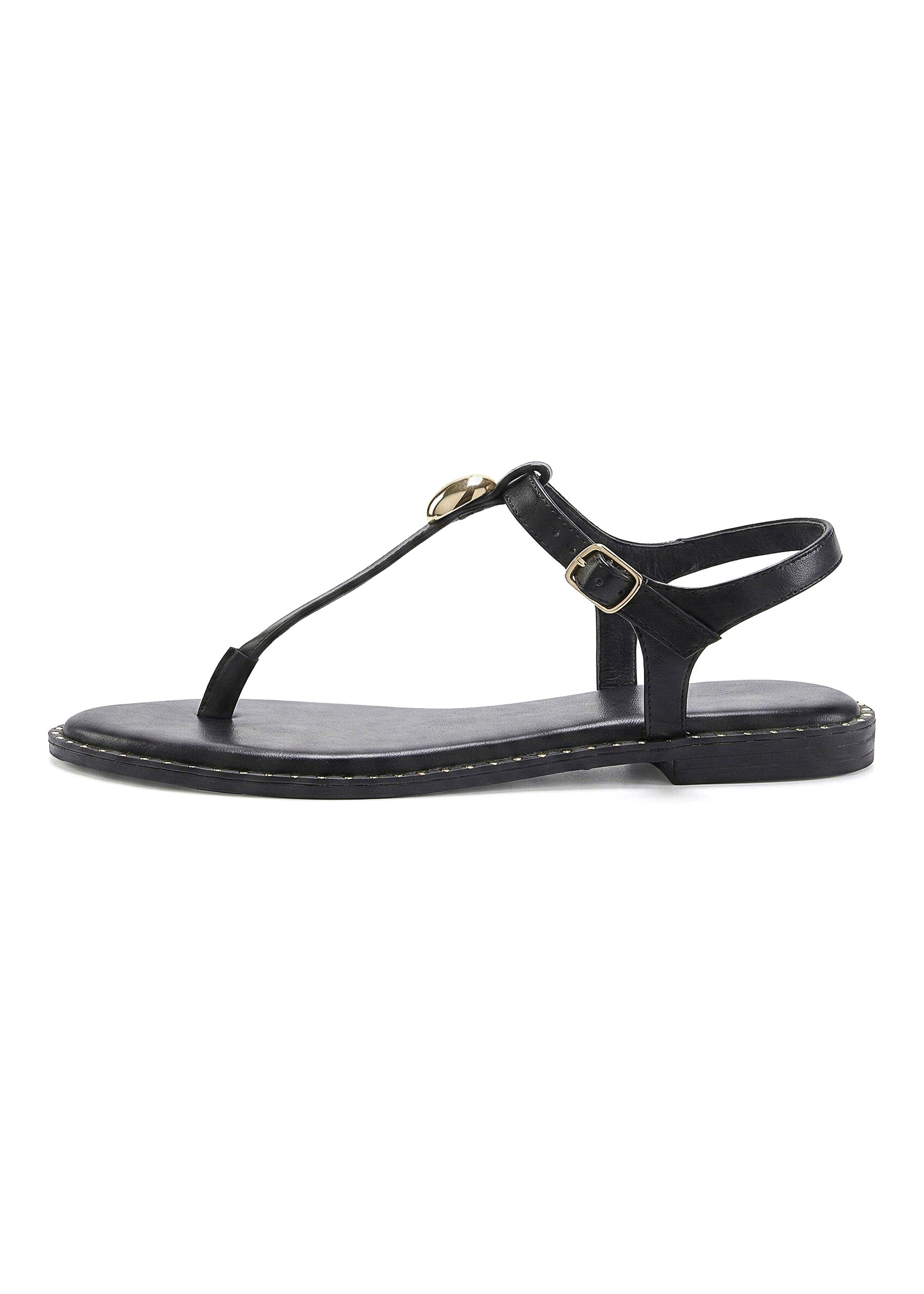 French Connection Sandale »Zehentrenner, offener Schuh, Sommerschuhe«  mit goldfarbenen Verzierungen VEGAN