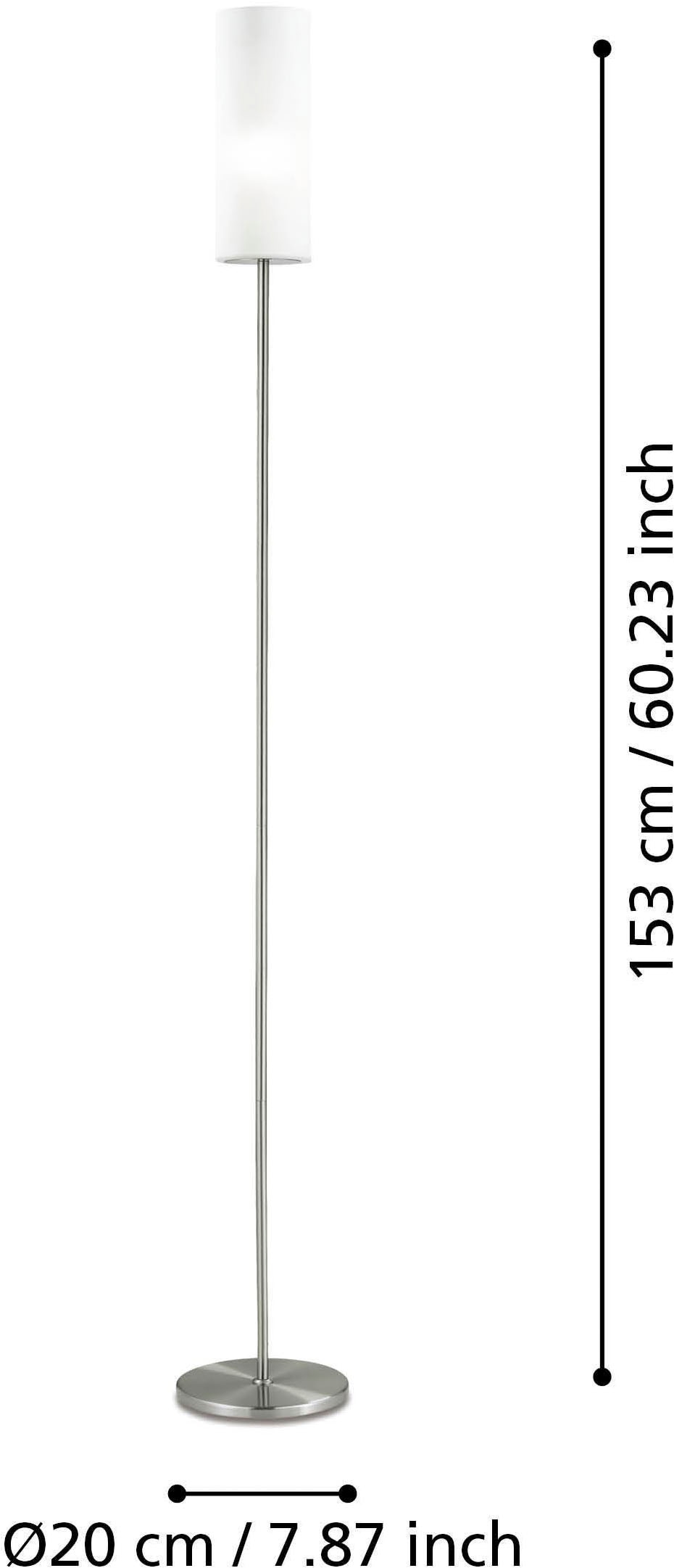 EGLO Stehlampe »Troy 3 Stehlampe, Stahl, Glas satiniert weiß, E27, inkl. Trittschalter« E27 1 Stk. Stehleuchte - H153 x Ø10,5 cm - nickel-matt - 1X40W exkl.