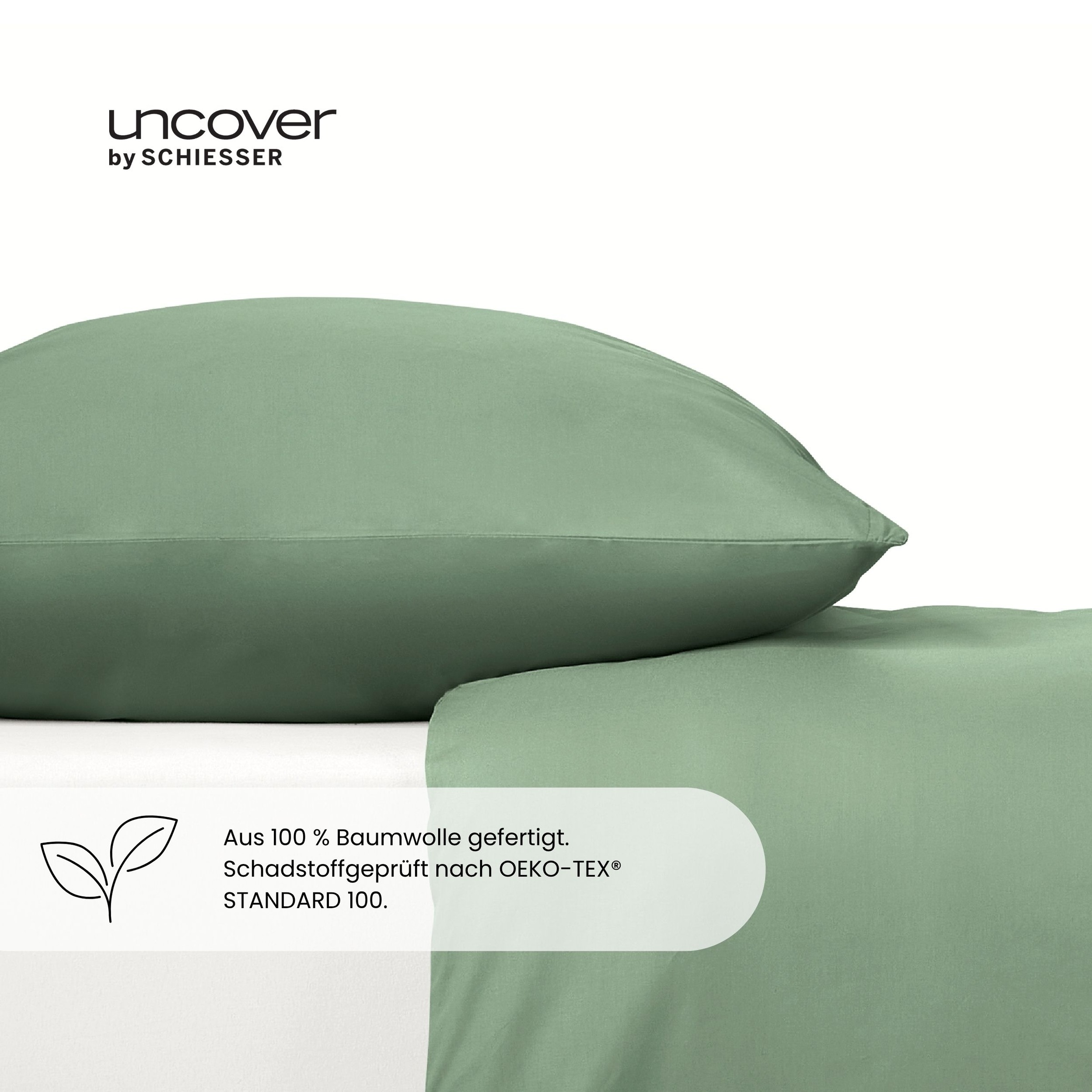 uncover by SCHIESSER Bettwäsche »Soho aus weicher Baumwolle in gedeckten Uni-Farben« 2 Stk. OEKO-TEX® MADE IN GREEN
