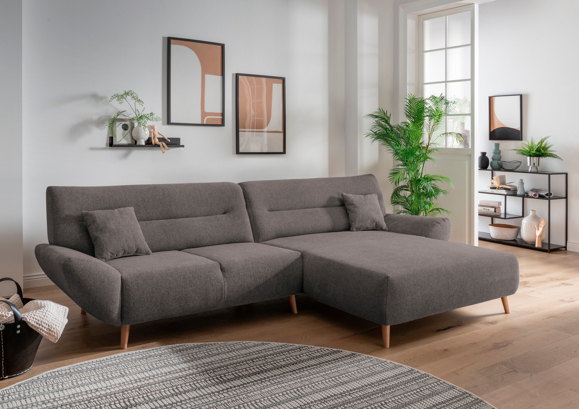 Home affaire Ecksofa »Drago, elegant und zeitlos, komfortabel, Holzfuß, L-F günstig online kaufen