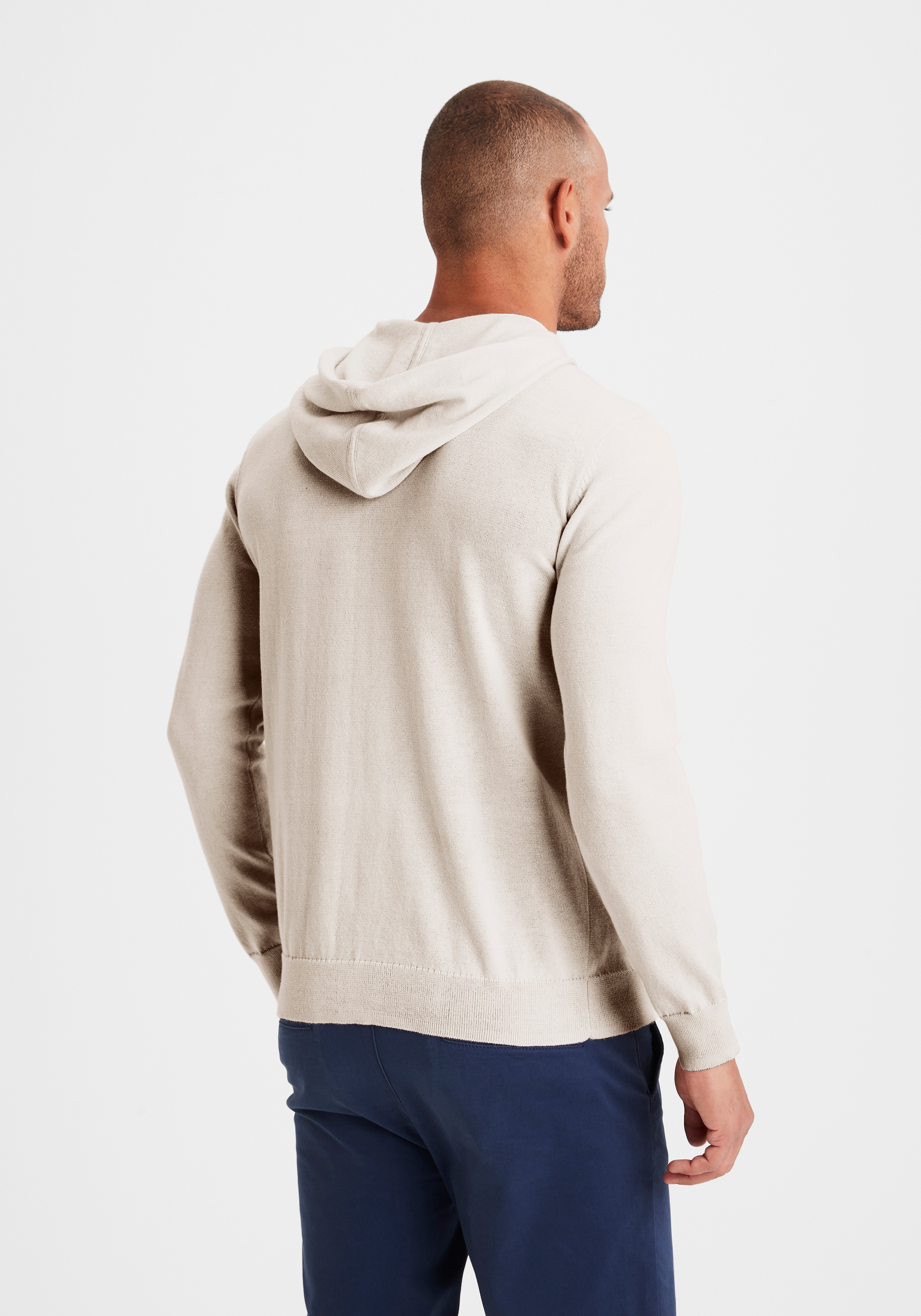 H.I.S », Strickpullover mit Kapuze«, Feinstrick aus pflegeleichter Baumwollmischung
