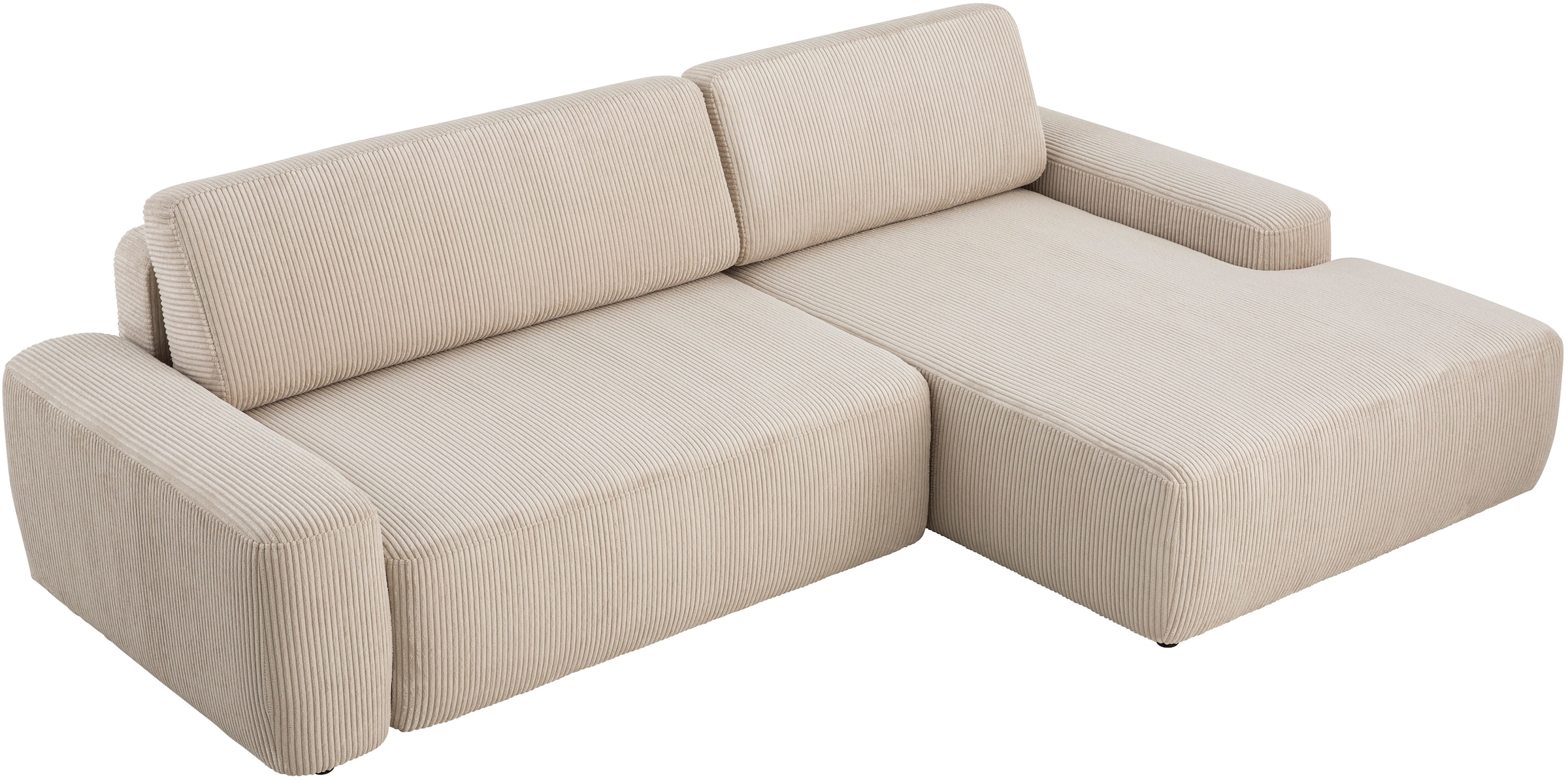 INOSIGN Ecksofa »TORGE (264cm), Schlafsofa in Cord, Samtvelours o Struktur fein, L-Form«, Schlaffunktion, Bettkasten, Liegefläche: 125/210 cm