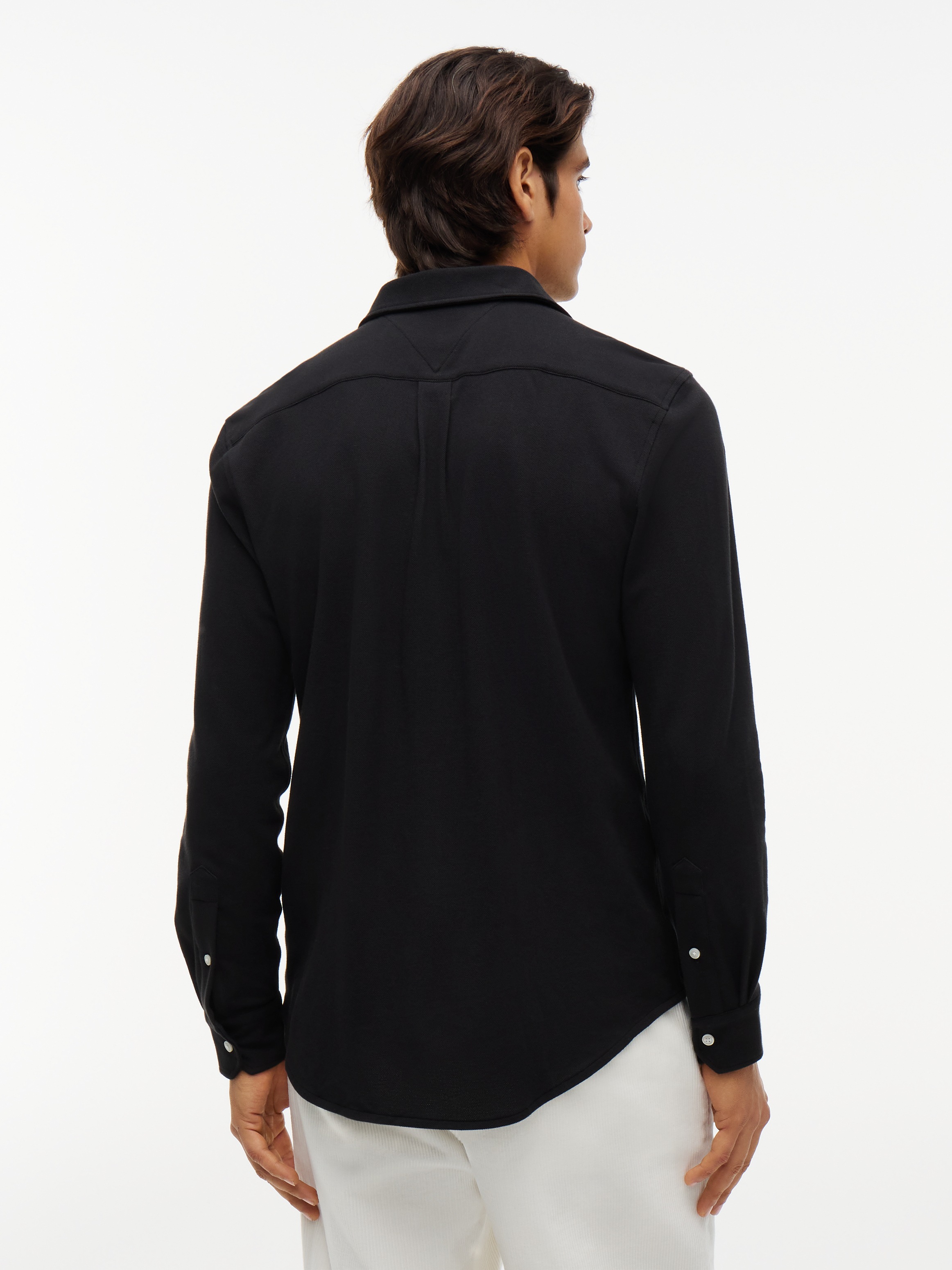 Tommy Hilfiger Langarmhemd »KNITTED SHIRT« Button-down-Kragen, Slim Fit, Jersey-Qualität
