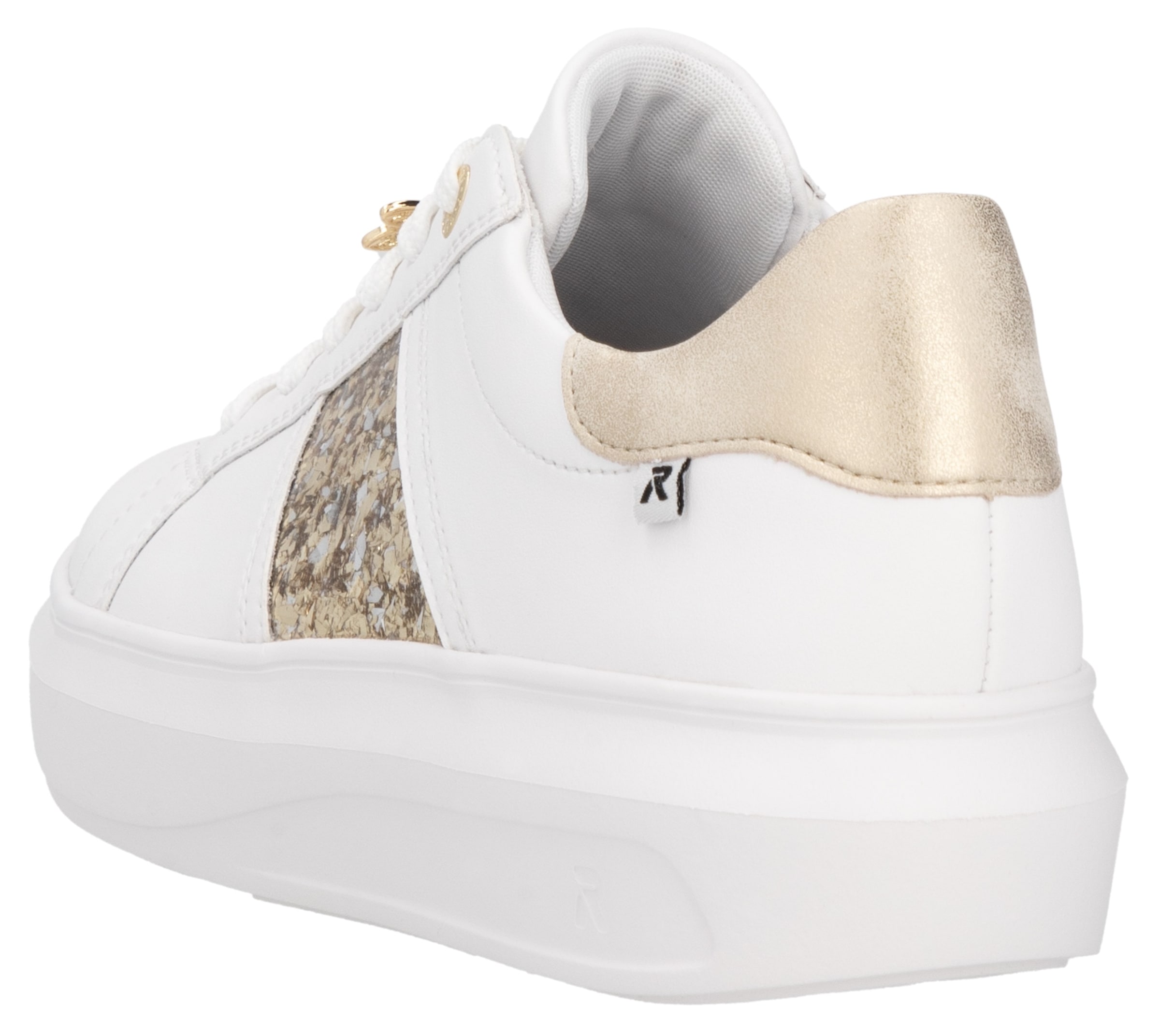 RIEKER Sport Plateausneaker  mit stylischen Metallic-Details, Freizeitschuh, Halbschuh, Schnürschuh