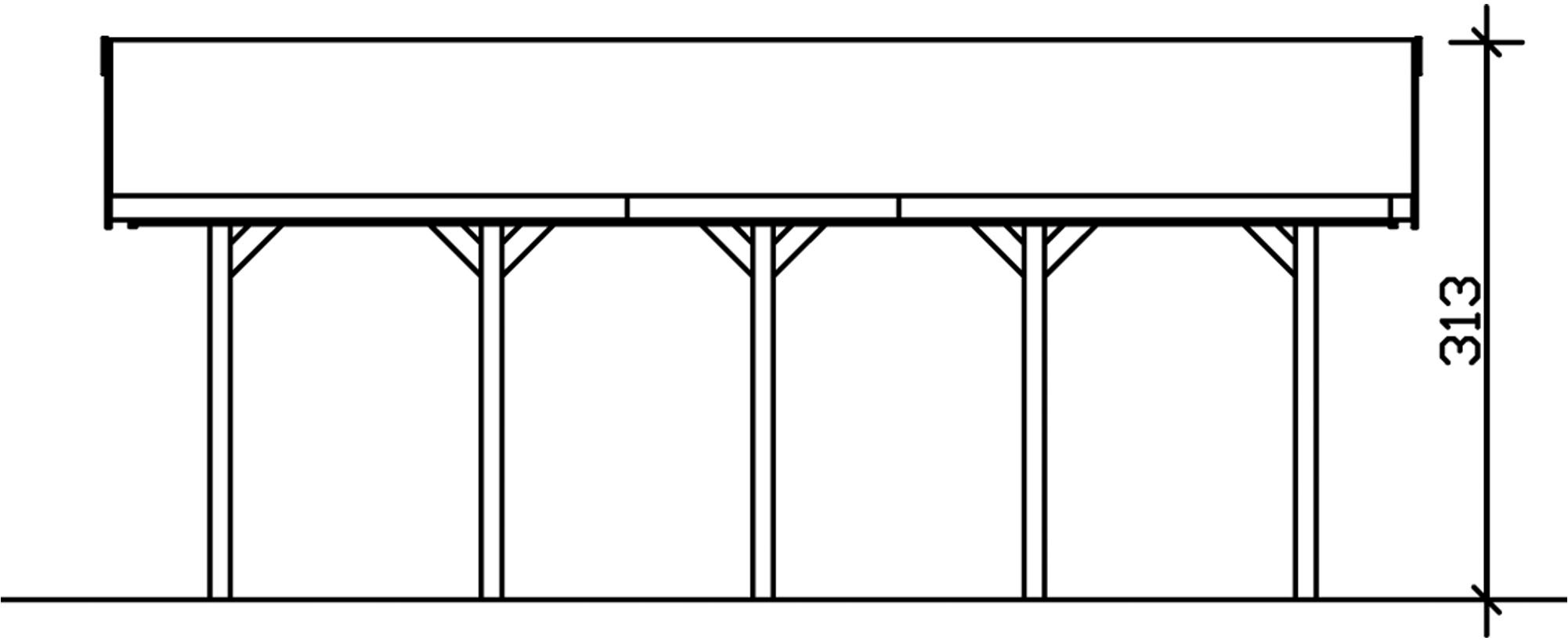 Skanholz Einzelcarport »Wallgau«, Nadelholz, 291 cm, Schiefergrau, mit schwarzen Dachschindeln