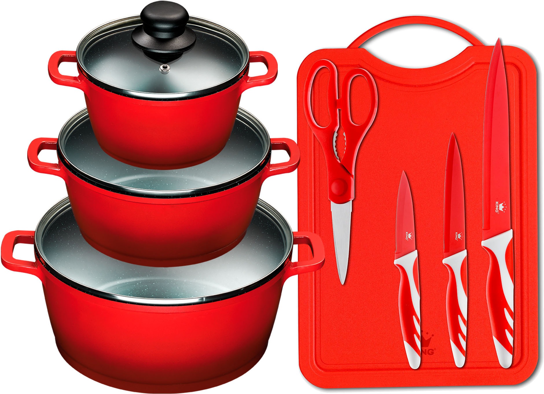 King Topf-Set "ALUGUSS", rot