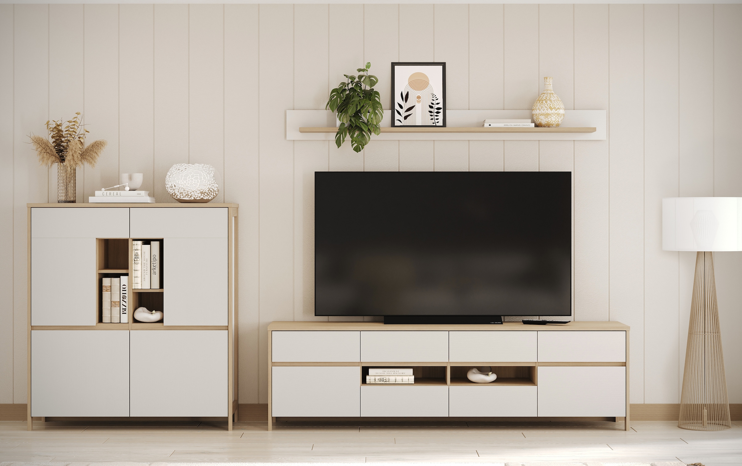 Home affaire Wohnwand »Stranda, moderne Anbauwand, Komplettset im Scandi-St günstig online kaufen