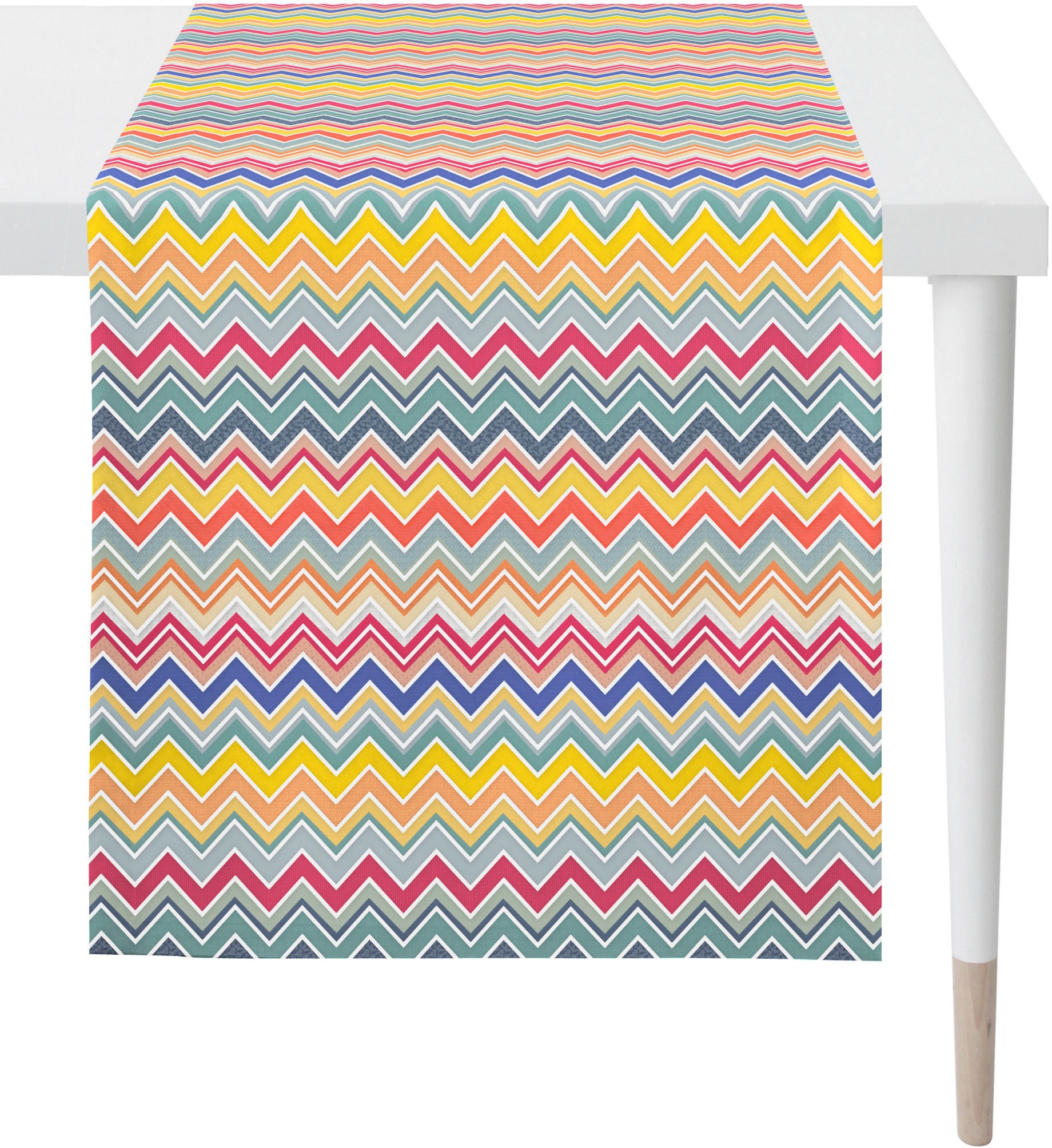 APELT Tischläufer »3902 OUTDOOR, Sommerdeko, Sommer«, (1 St.), Digitaldruck, Zick-Zack Design in tollen Farben, mit Fleckschutz