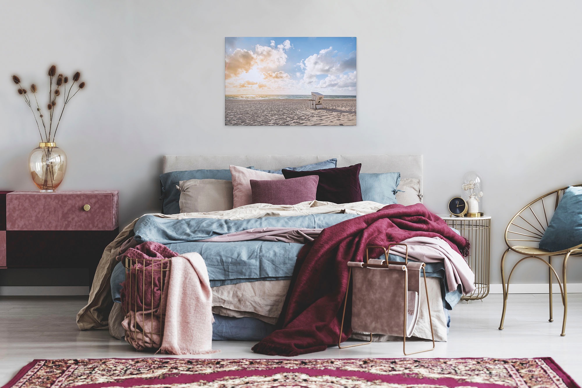 A.S. Création Leinwandbild »Beach Chair«, Kunst-Gemälde-Kinder, (1 St.), Strand Meer Keilrahmen Natur Leinwand-Bild Wohnzimmer modern Wandbild