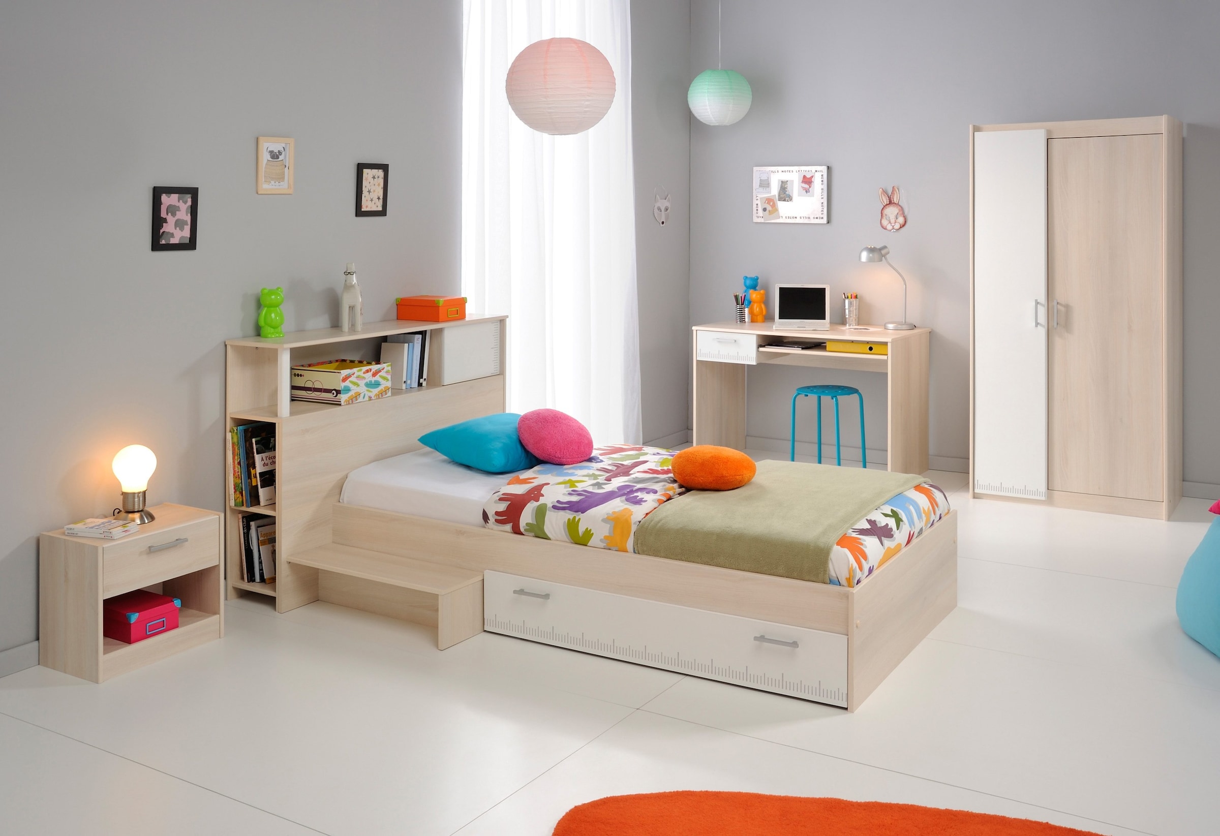 Parisot Jugendzimmer-Set »Charly« Set, Schrank, Bett, Regal, Nachttisch, Schreibtisch, 6 Stk. tlg.
