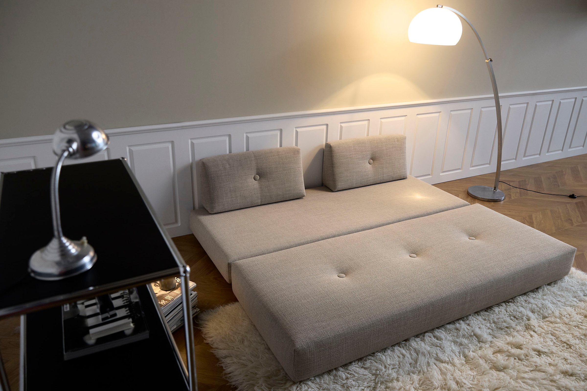 INNOVATION LIVING ™ Stapelliege »Sigmund 579 Indu-Beine«, Daybed mit zwei Federkernmatratzen, Fußteil Eiche natur