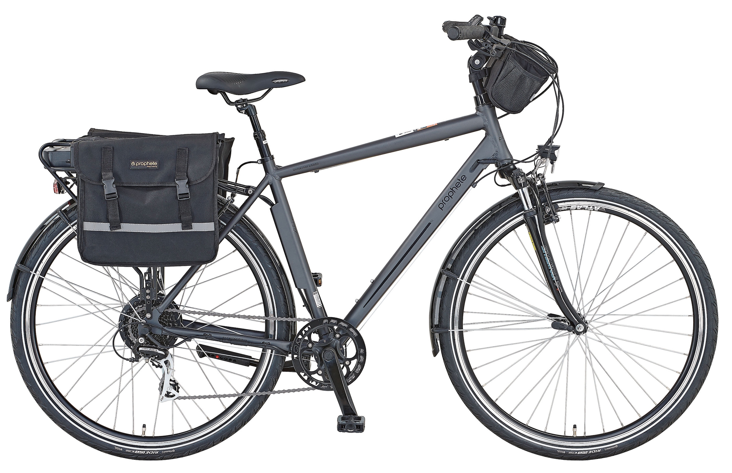 Prophete E-Bike »Entdecker e9000«, 8 Gang, Shimano, Acera, Heckmotor 250 W, (mit Lenkertaschen-mit Seitentasche), Pedelec