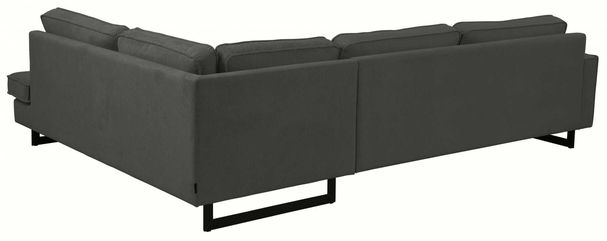 Places of Style Ecksofa »Pinto, 290 cm, Cord, Chenille, Lederoptik, Ottomane links / rechts«, mit Keder, schwarze Metallfüße, Wellenunterfederung