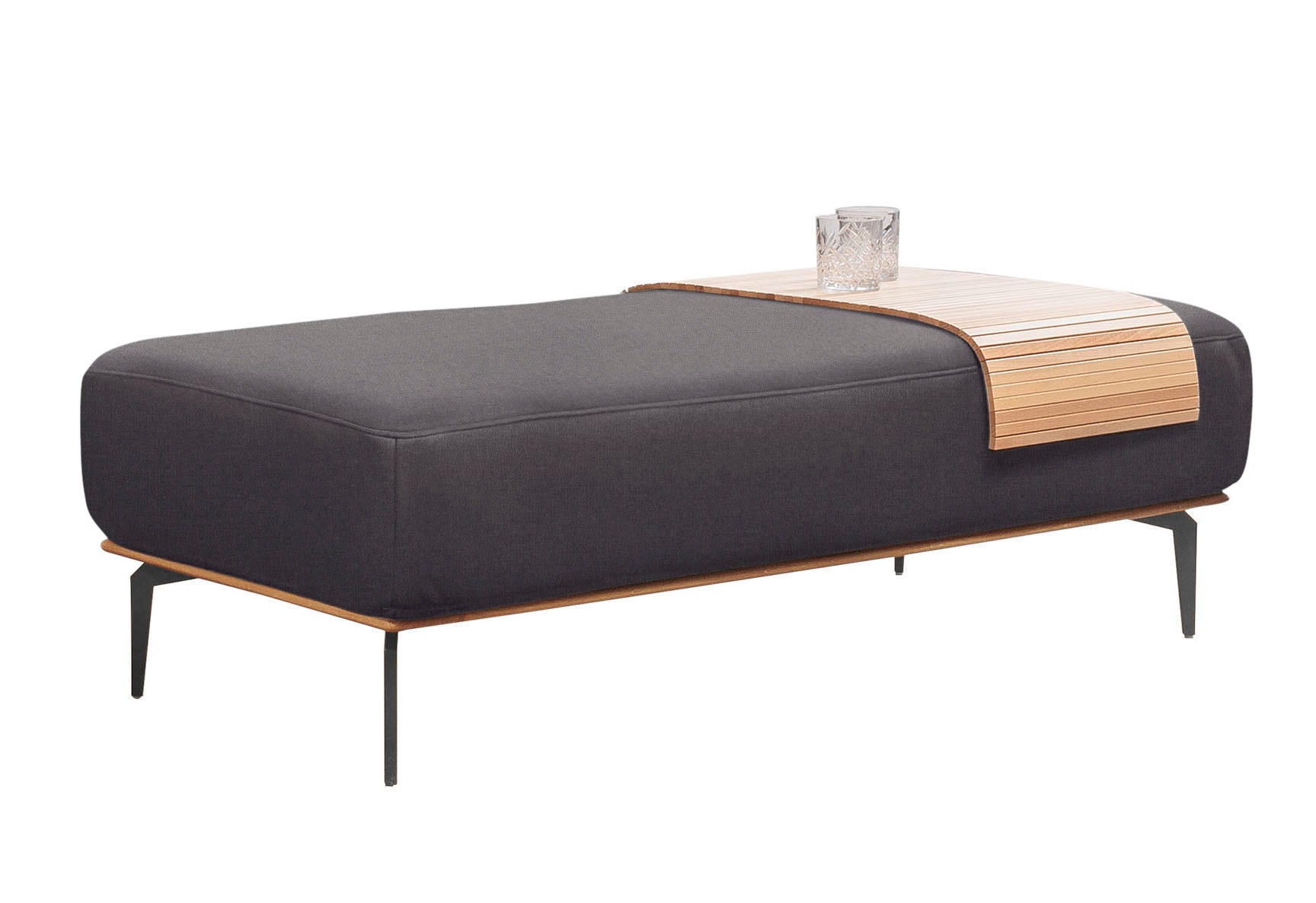 W.SCHILLIG Polsterhocker »run«, mit Holzsockel, Füße in Schwarz pulverbeschichtet, Breite 150 cm