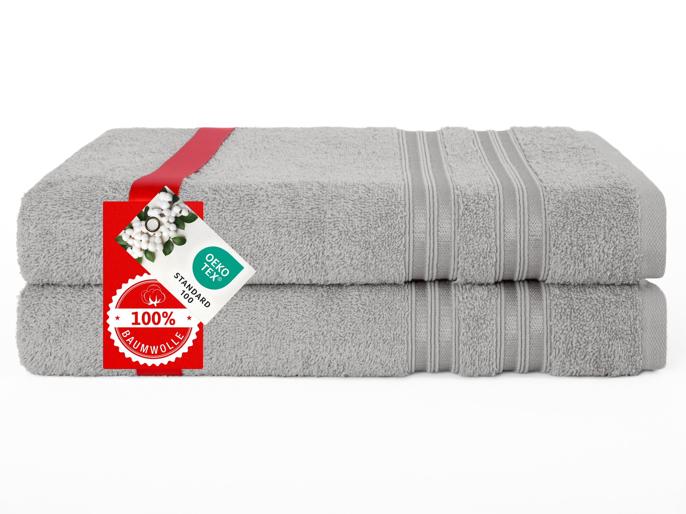 HAMMETEX Duschtuch »2er Set Badetücher 70x140 cm, 100% Baumwolle, Weich & Saugstark«, (Set, 2 St., 2), mit Bordüre, einfarbig, weich