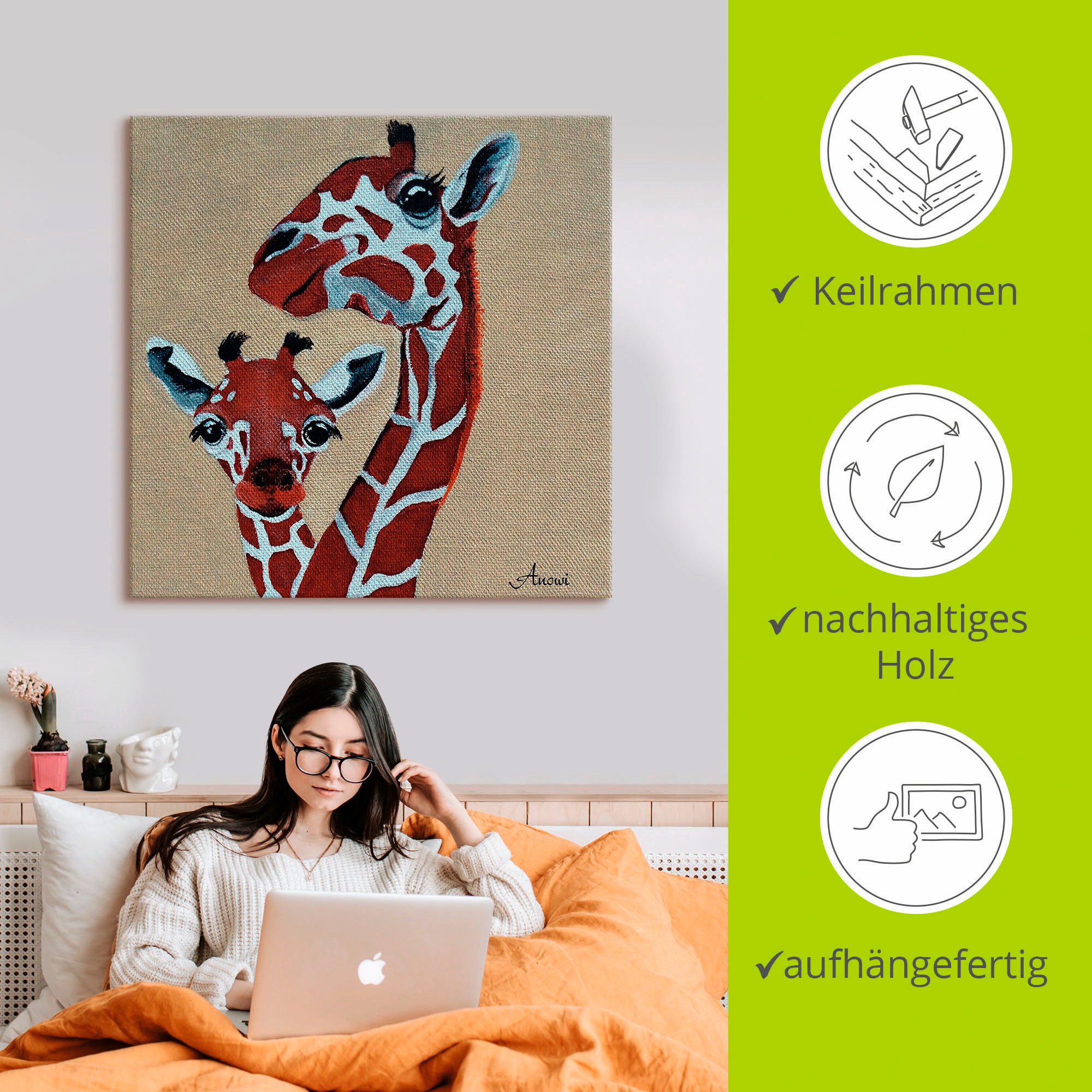 Artland Leinwandbild »Giraffen«, Wildtiere, (1 St.), auf Keilrahmen gespannt