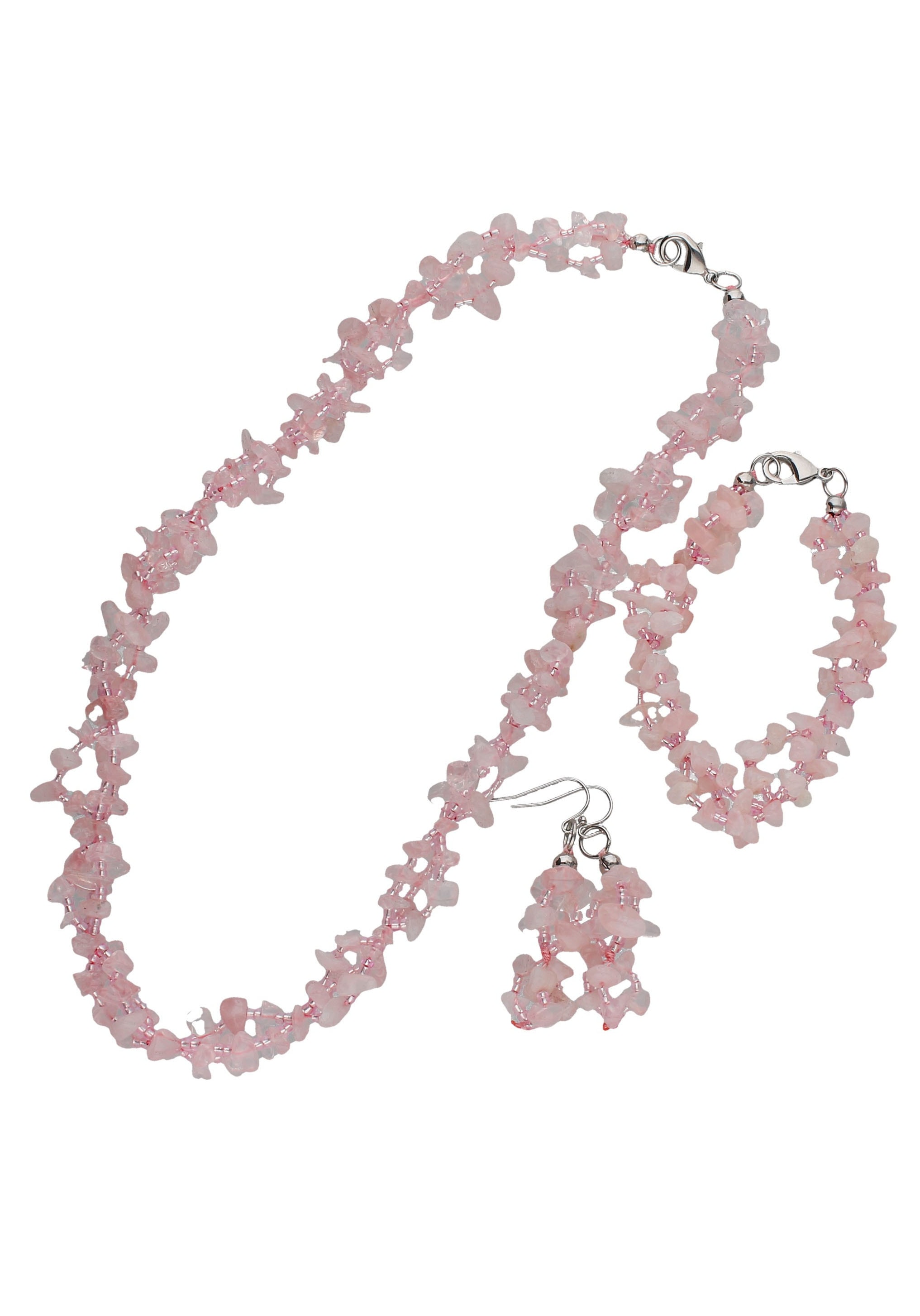 und massiv«, tlg.), Schmuckset bestellen Geschenk, Online-Shop Rosenquarz Firetti (Set, »Schmuck Glassteinen rosa, mit Ohrhaken, 4 Armband, im Collier,