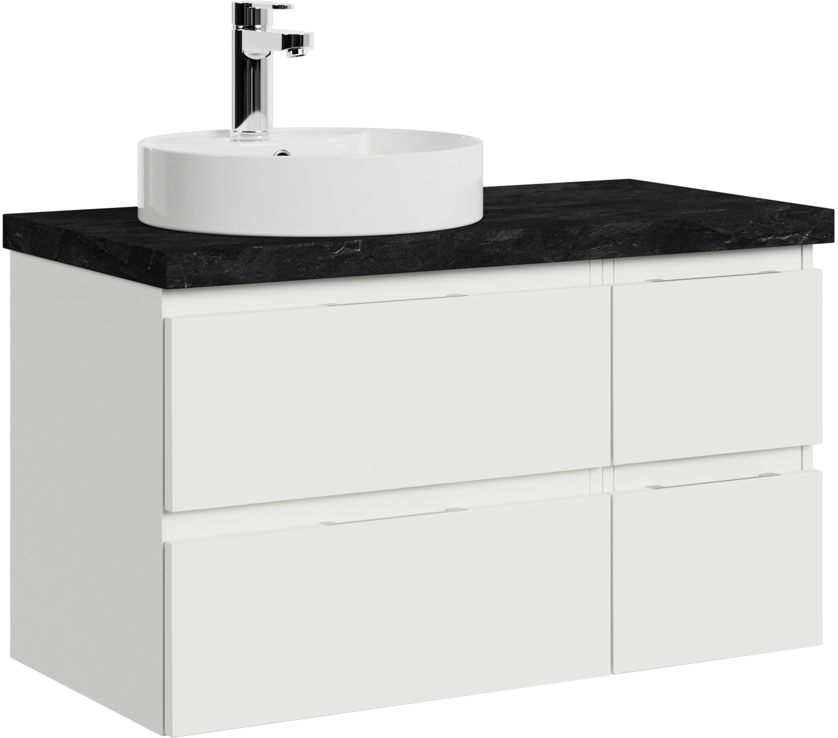 Saphir Waschtisch »Serie 4035 Keramik-Aufsatzbecken mit Unterschrank, 88 cm breit«, Waschplatz mit 4 Schubladen, Griffuge, Schneeweiß Glanz