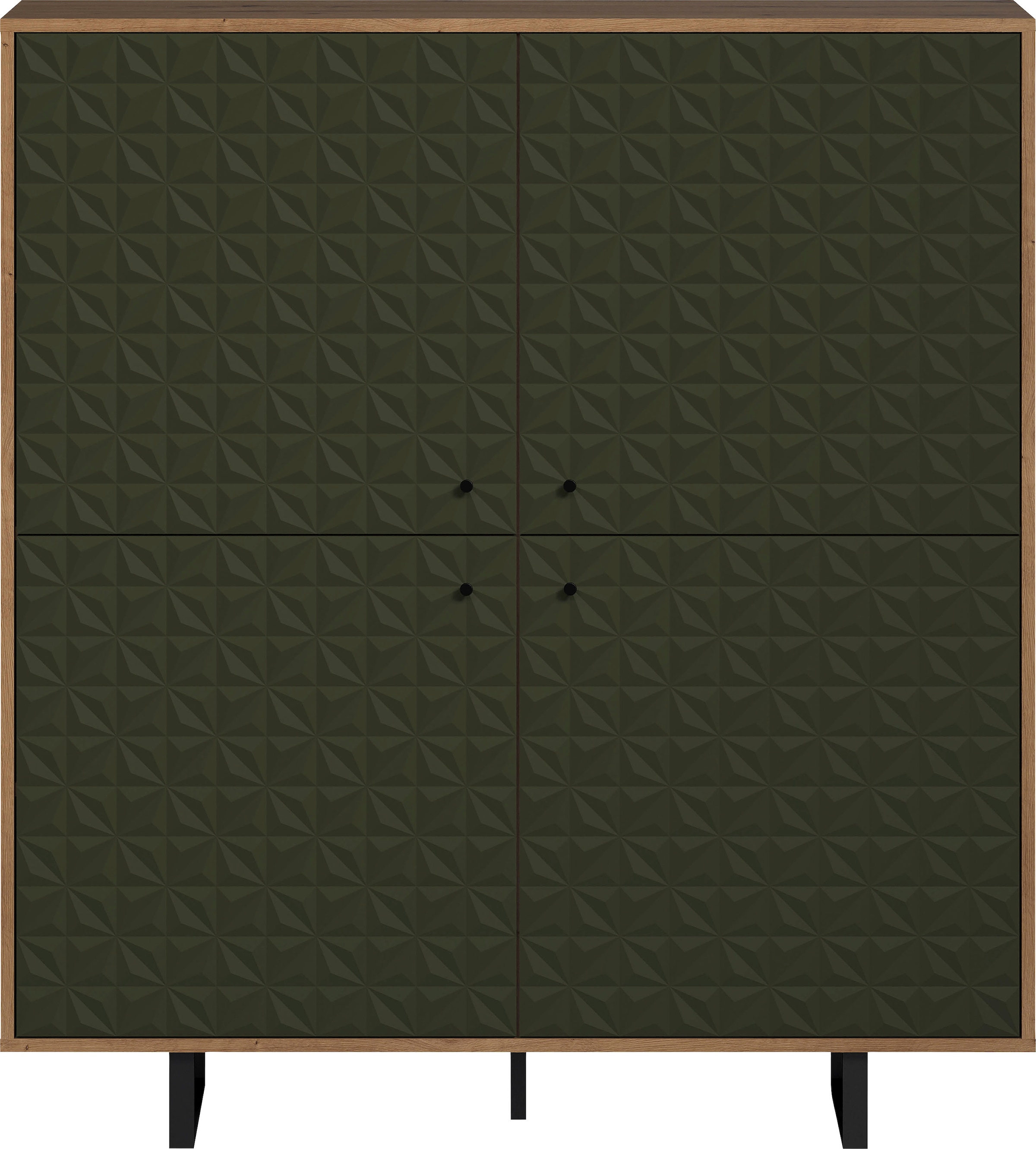 Places of Style Highboard »Ferretti«, Sideboard mit besonderer Fräsung - Füße und Griffe aus Metall