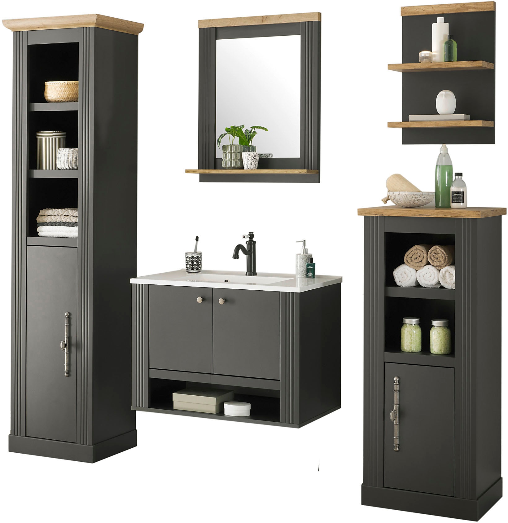 Home affaire Badmöbel-Set »WESTMINSTER, Bad im Landhausstil, 5-teiliges Bad günstig online kaufen